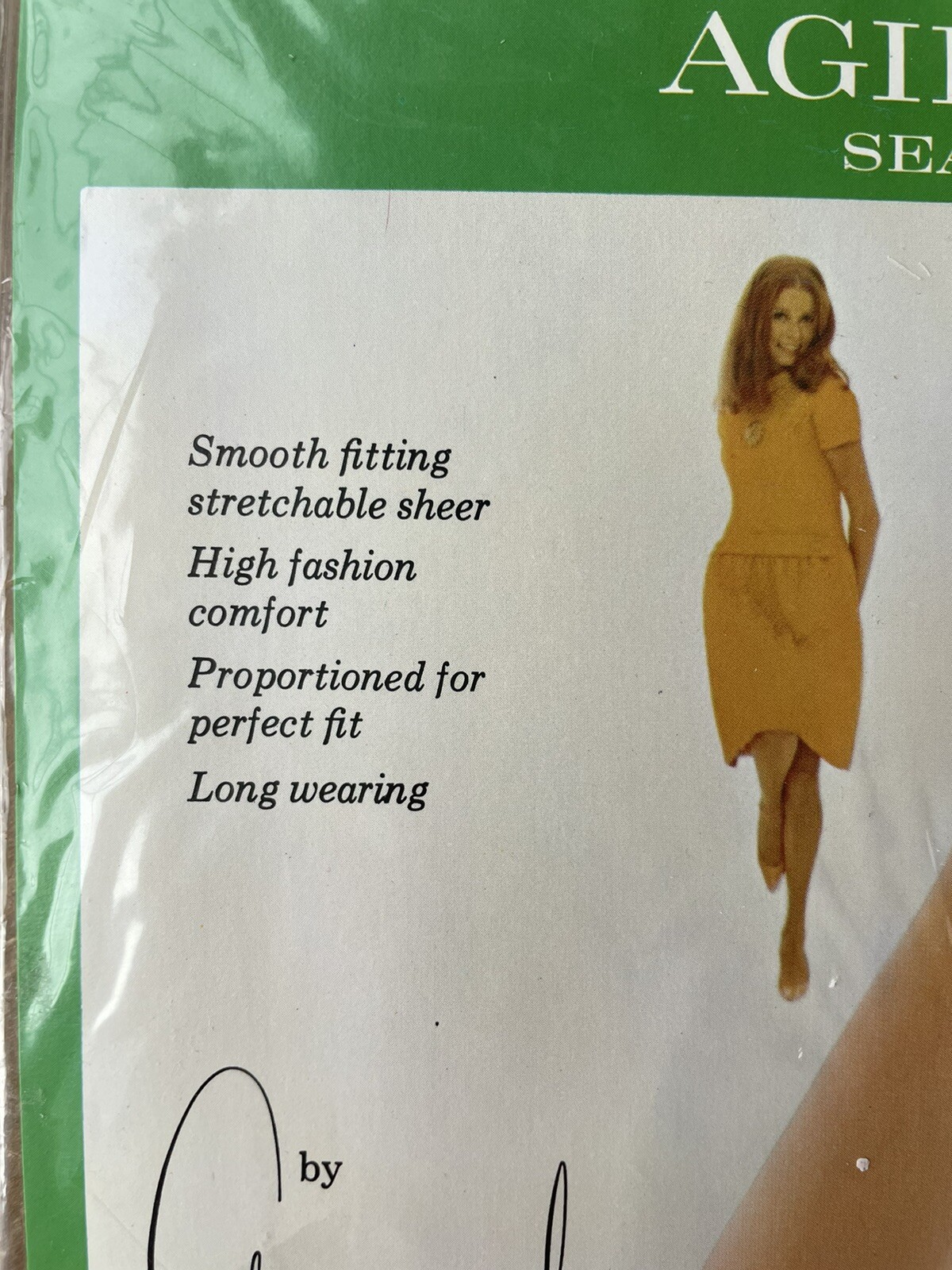 NOS VTG GAYMODE PENNEYS Size “B” Grey Mist Agilon Seamless Sheer Nylon Stockings