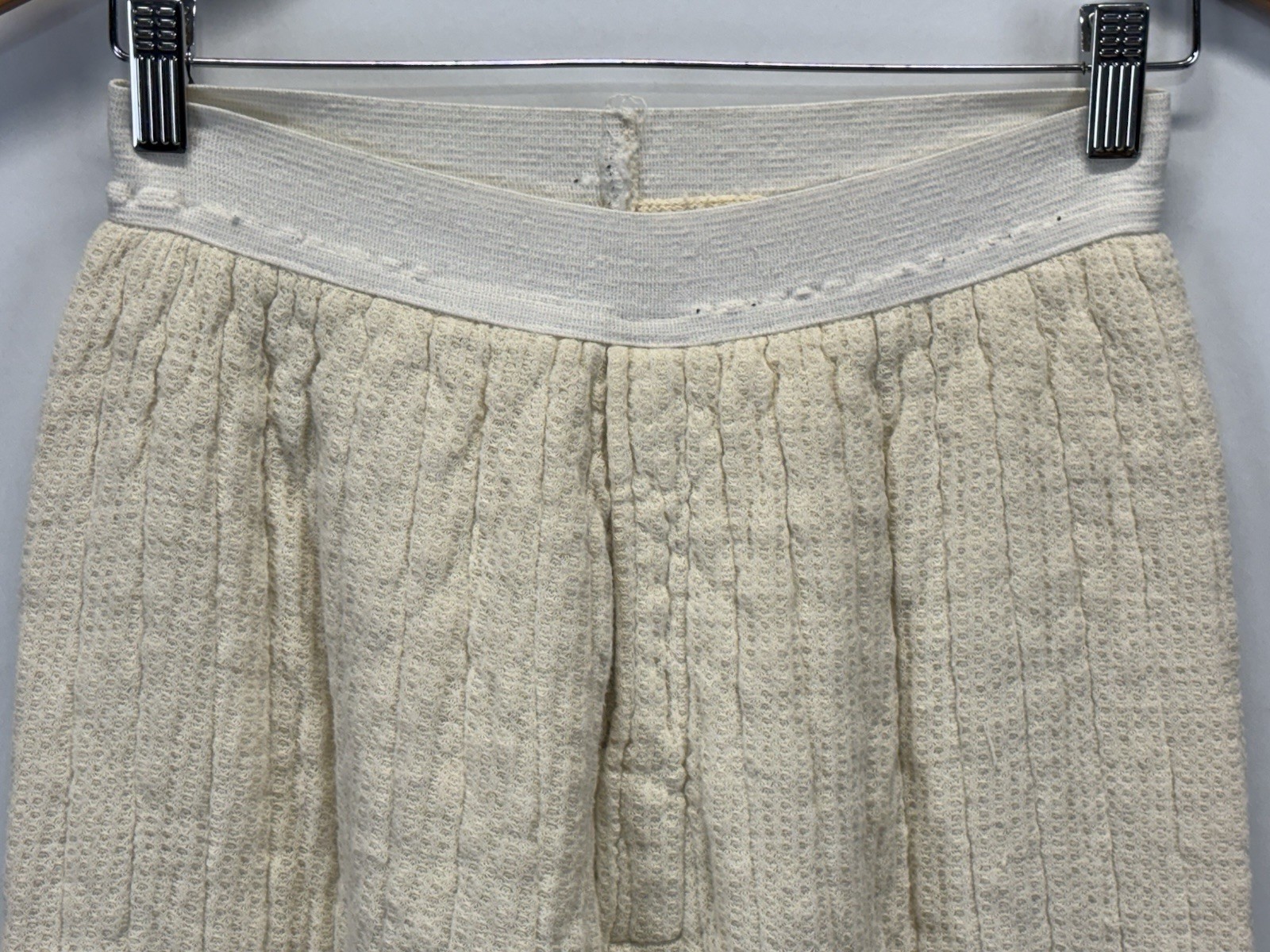 Vtg Sears Quilted Thermal Long John 2 Pc Set Sz M L Ivory 60s Flame Resistant
