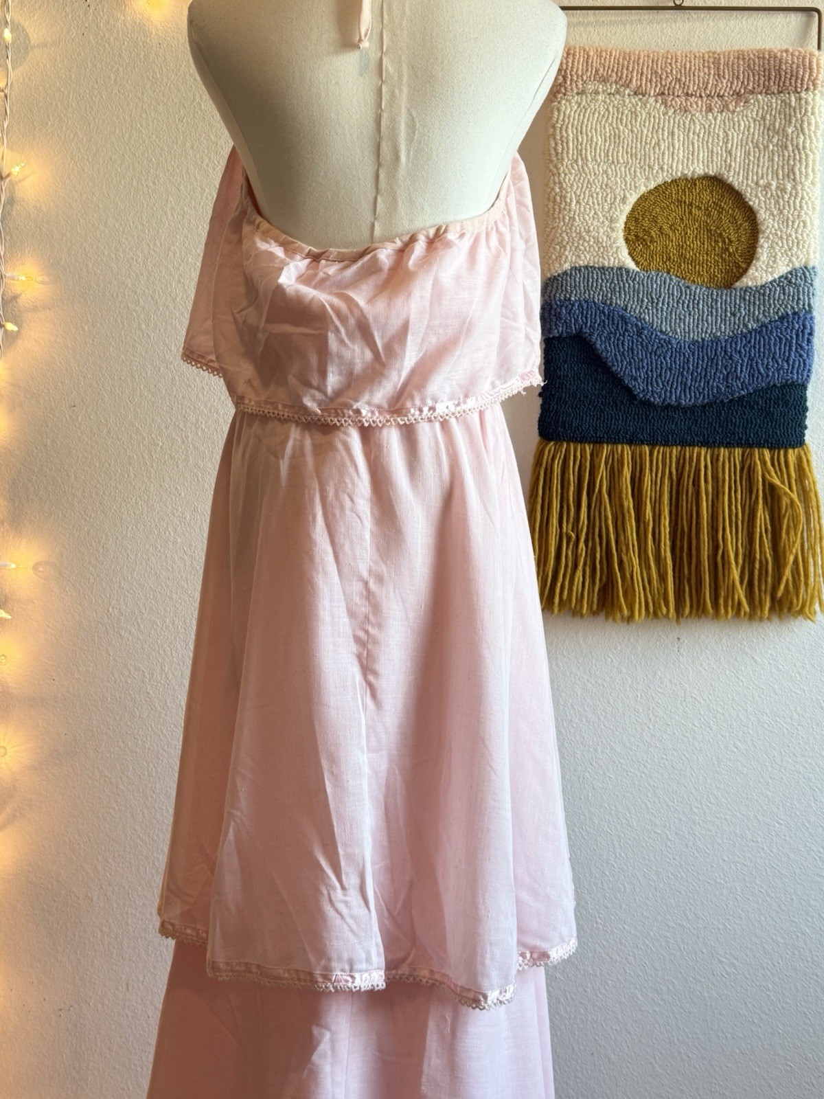 Trivia By Charm Of Hollywood Vintage Rare Pink Dress Gown Size S Maxi Ruffles