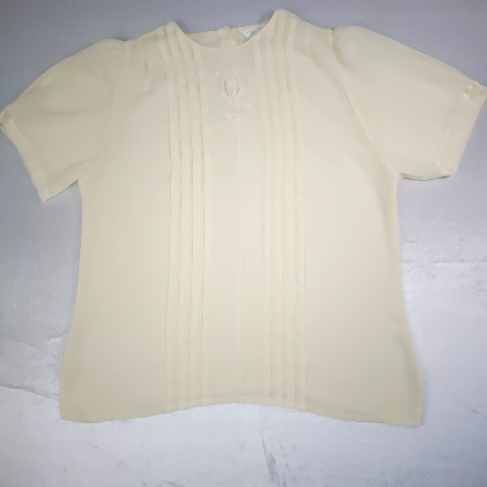 VTG 70s Off White Blouse Philippines Embroidered Poetcore Cottagecore XL 24 PTP