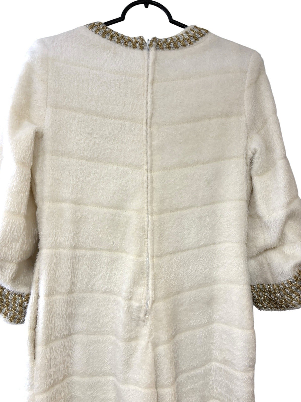 1960s vintage white faux fur and gold/ silver jumpsuit MOD GO-GO/ New Years Eve