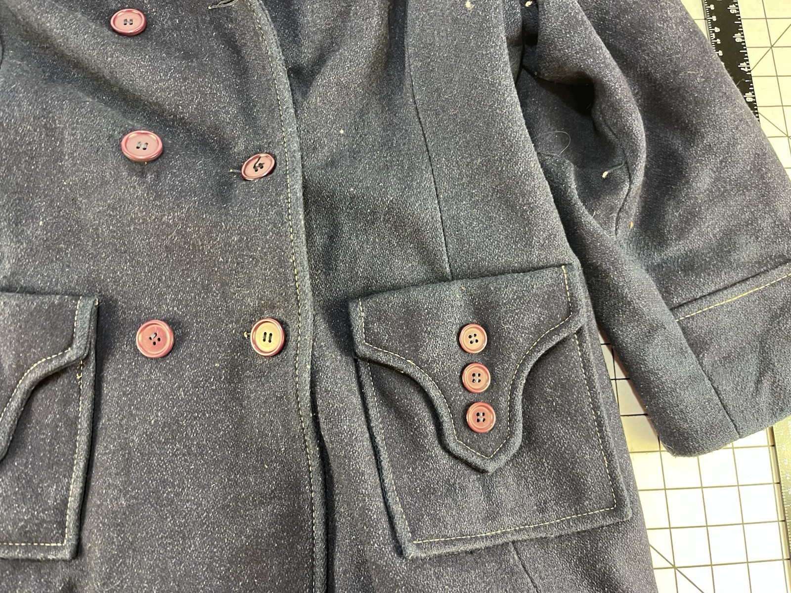Vintage 60s 70s Wool Pea Over Coat Hippy Mod Disco Dance Hollywood Atomic Retro