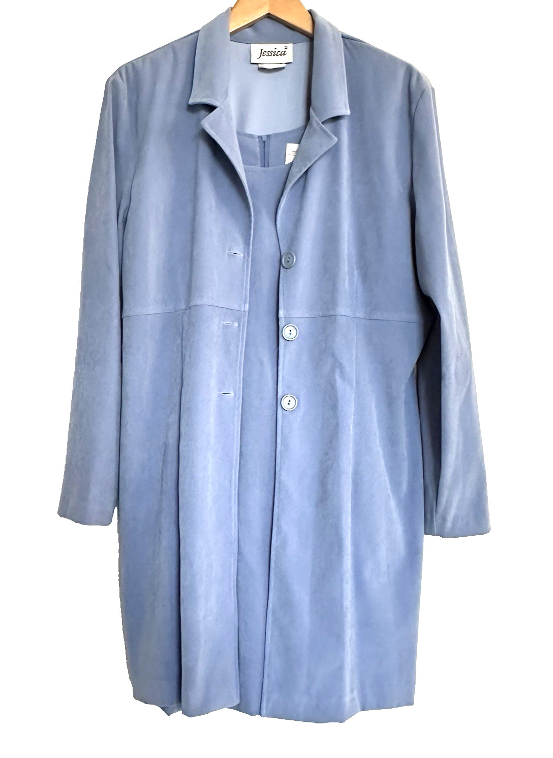Womens’s shift dress matching coat size 18 NOS blue classic career READ