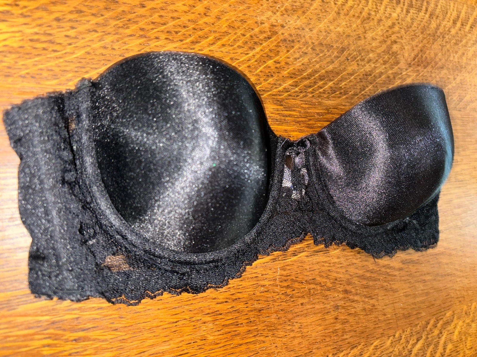 Vintage Bestform Strapless Padded Underwire Bra Black Sz 34B
