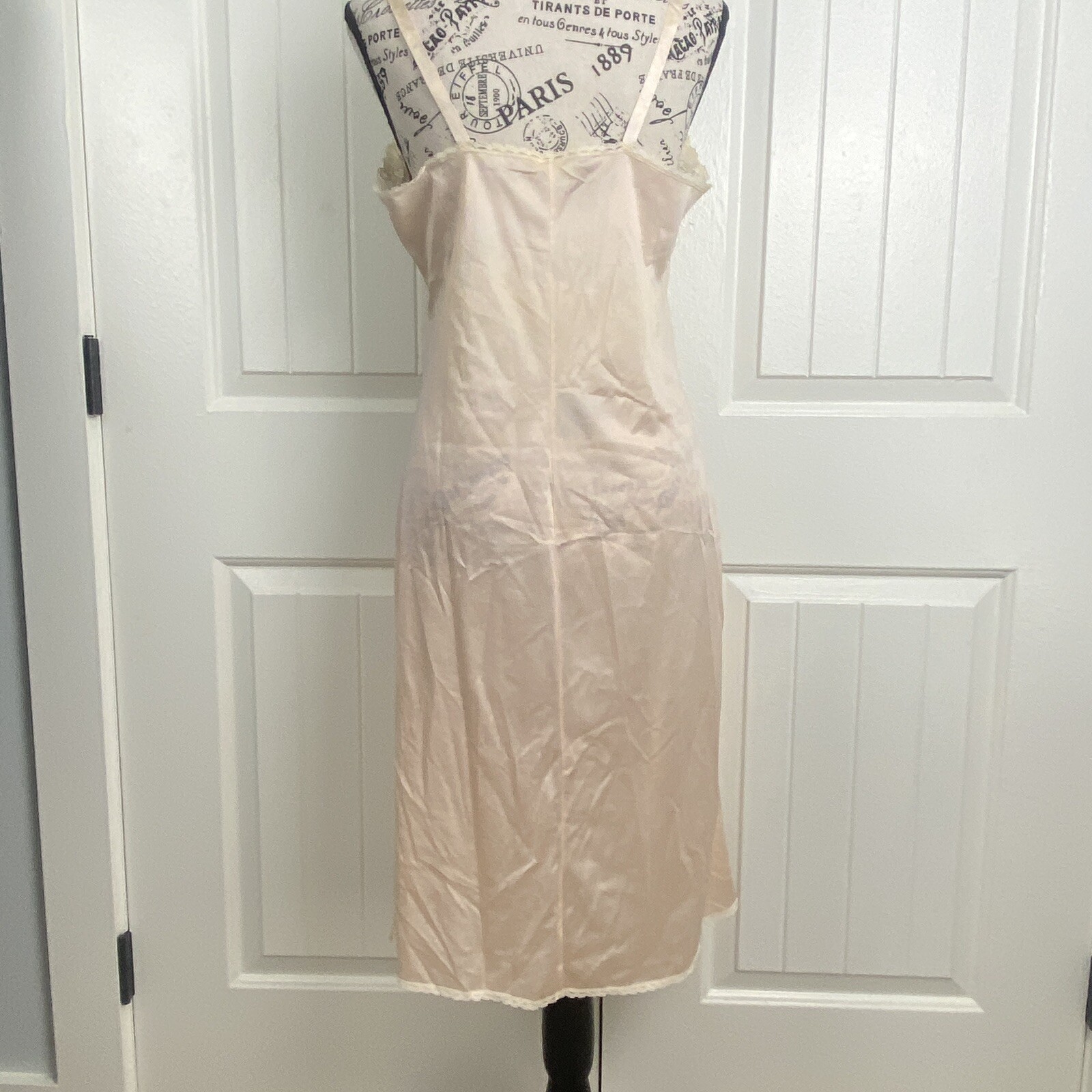 Vtg Movie Star Nylon Dress Slip Pink Gown Sz 36 3114 Lace Sheer Chiffon