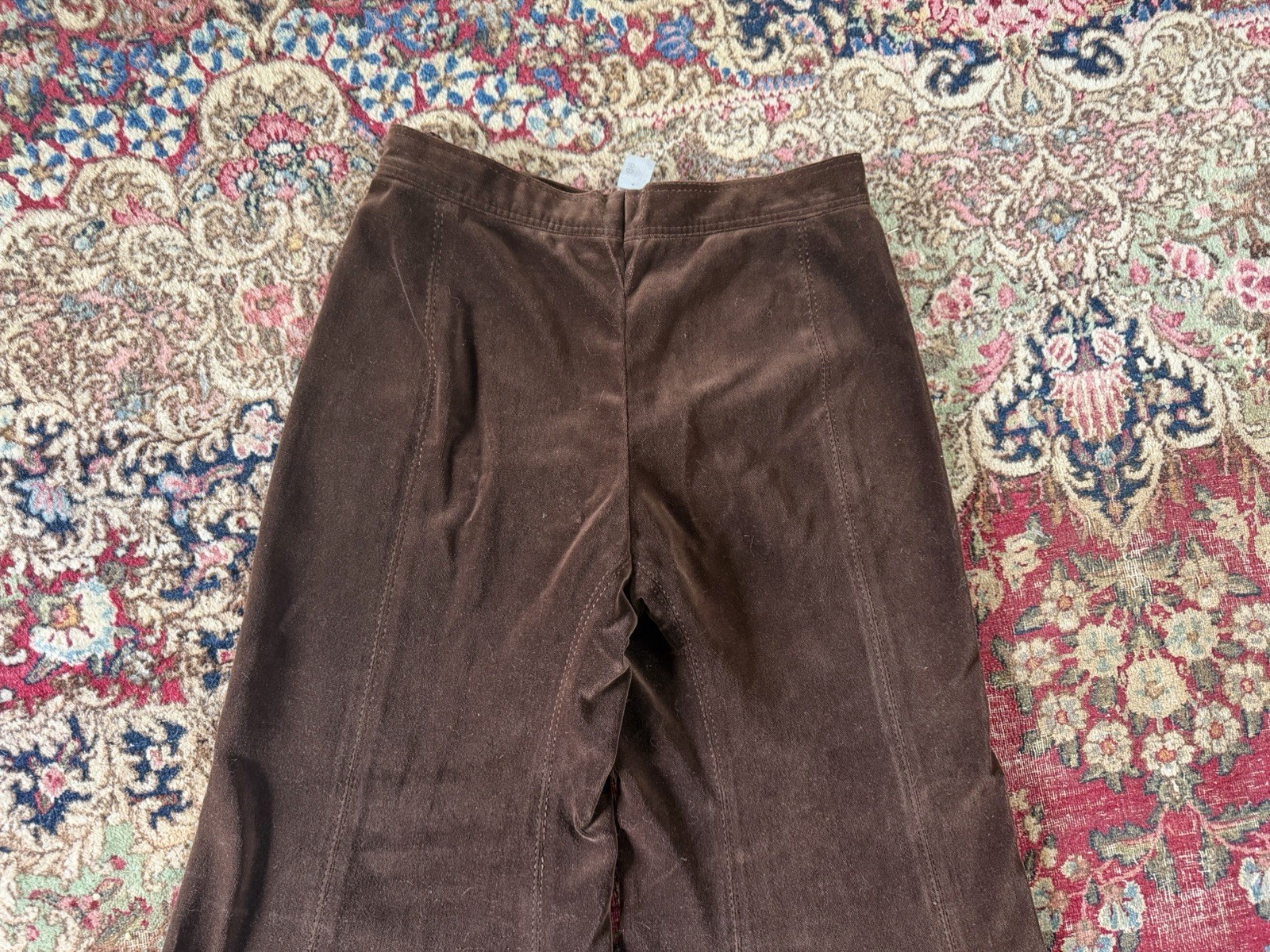 Vintage 1970’s La Parisienne La Piazza Chocolate Brown Velvet Bell Bottom XS