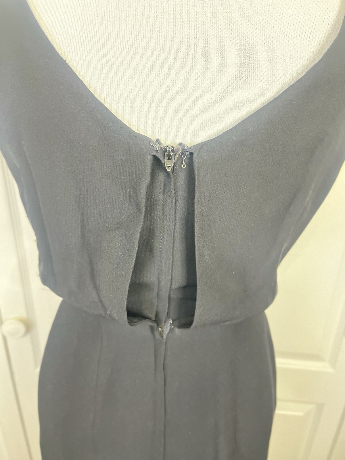 Vintage 1950s-60s Lilli Diamond Black Crepe Cocktail Dress Sz 4 Old Hollywood