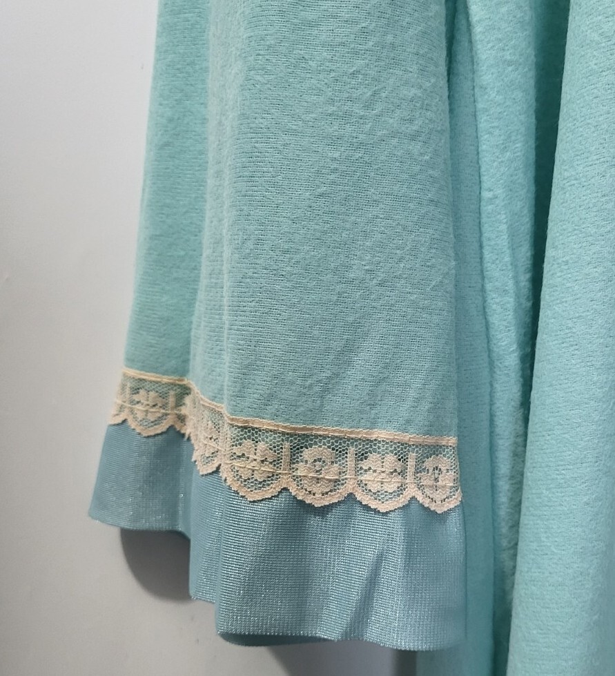 Vintage Dream Wear Nightgown Lingerie Modest Large Aqua Blue 70s USA W Tag