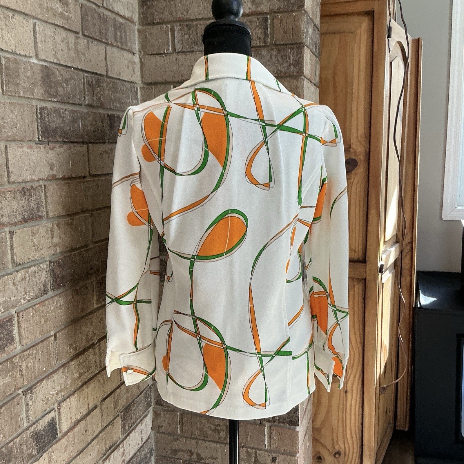 70s VTG Alex Garay Ltd Trevira Orange Green Mod Jacket Vest Set Size S/M #38D4