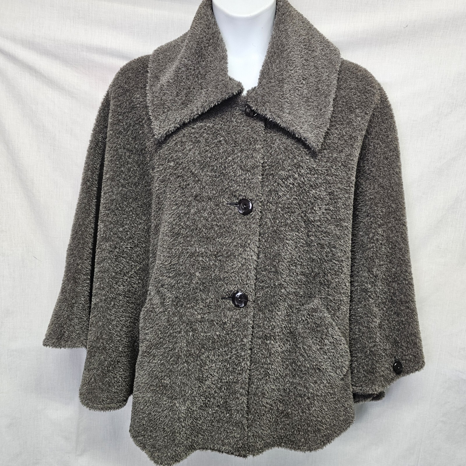 Vtg Jimmy Hourihan Cape Poncho Coat Gray Alpaca