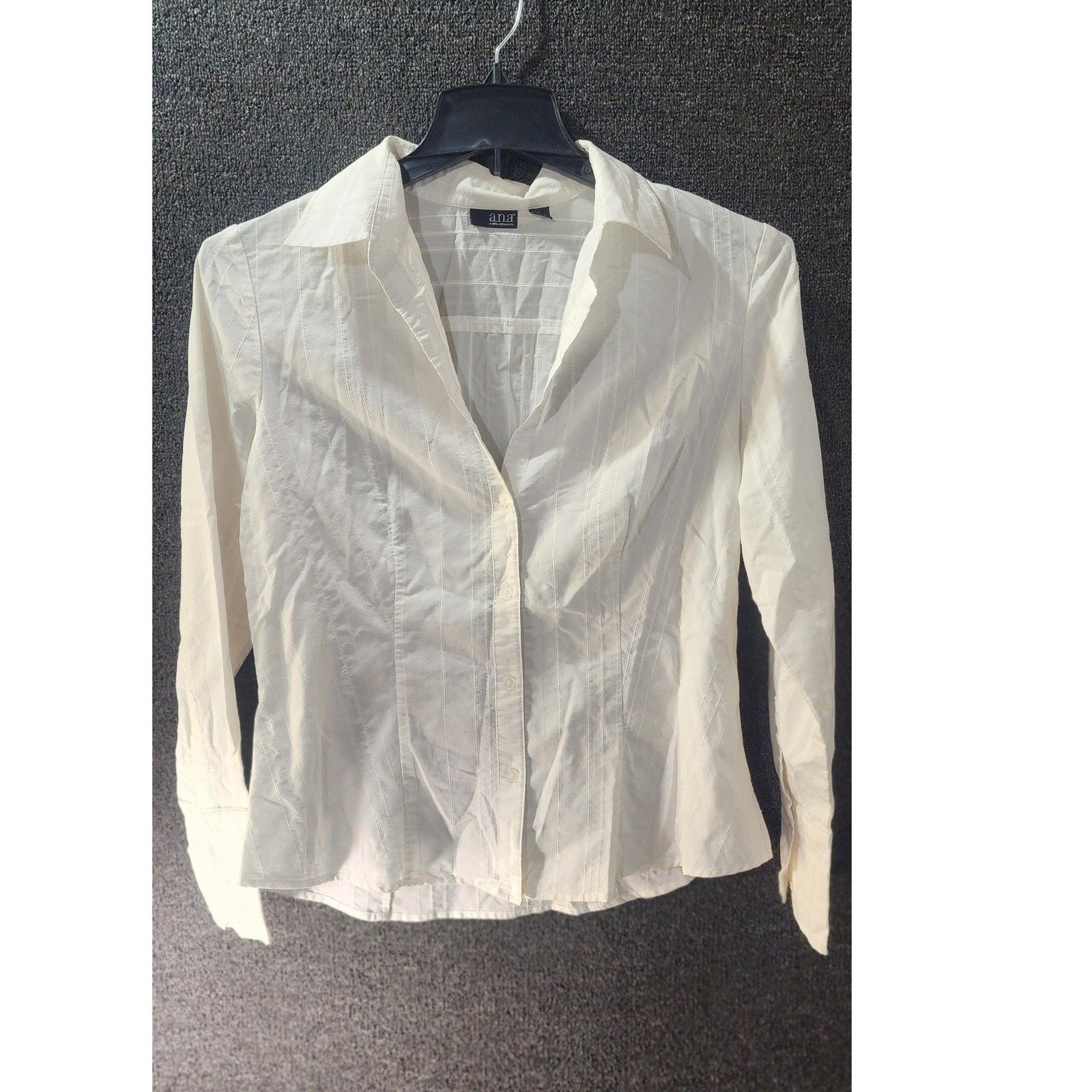 Vintage a.n.a White Button Down Blouse Shirt Womens Fitted Y2K Office Siren Core