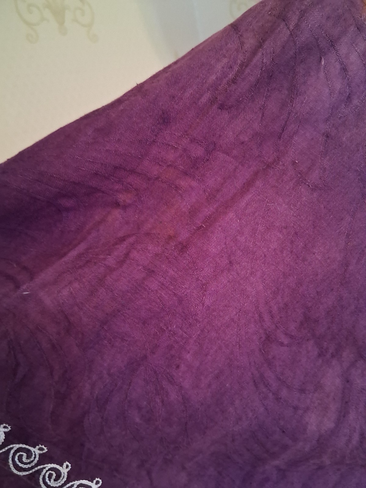 Vintage 1970s Handmade Purple Orange Embroidered Tie-Dye Bohemian Hippie Caftan