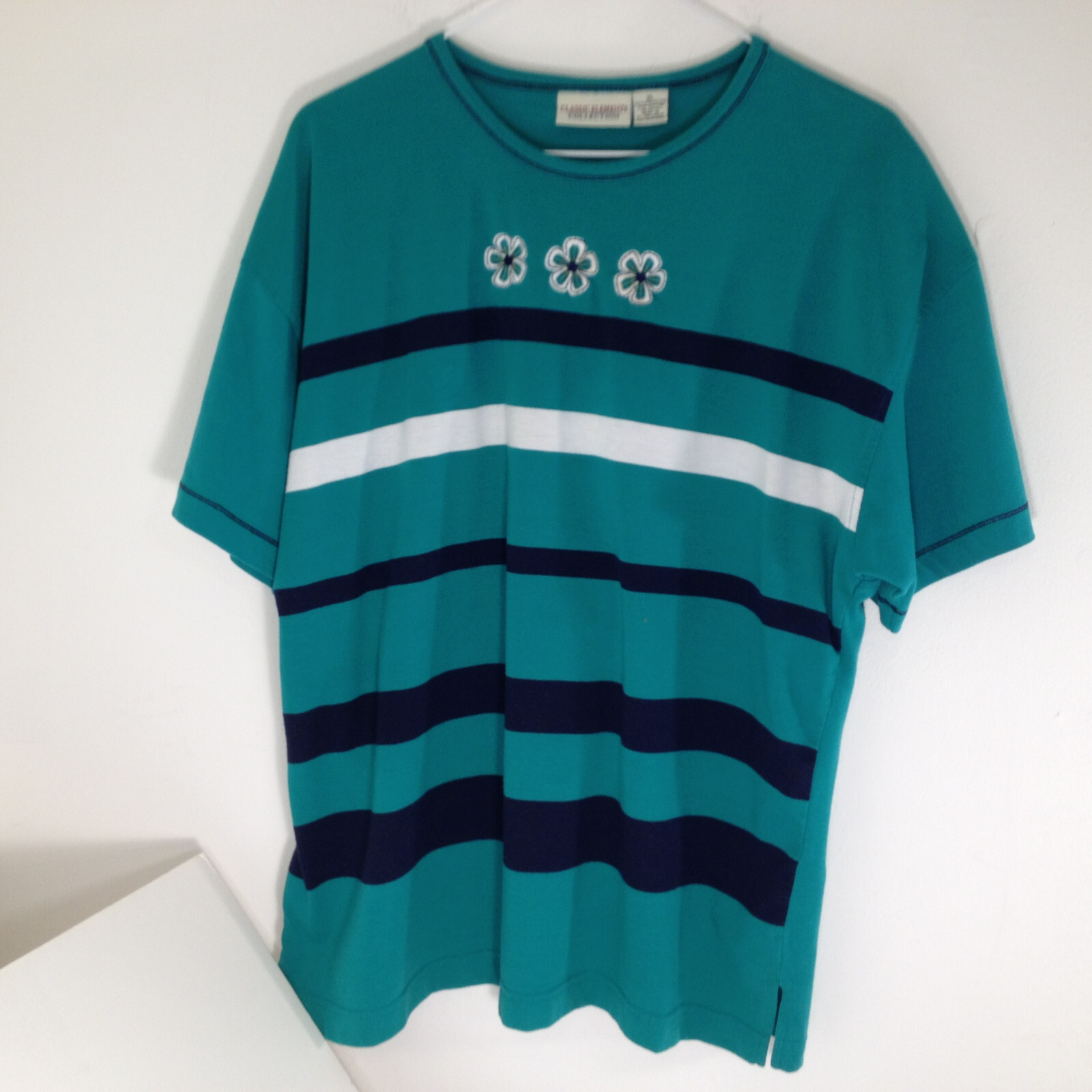 Vintage Classic Elements Collection Womans Embroidered Stripes Top Shirt Sz XL