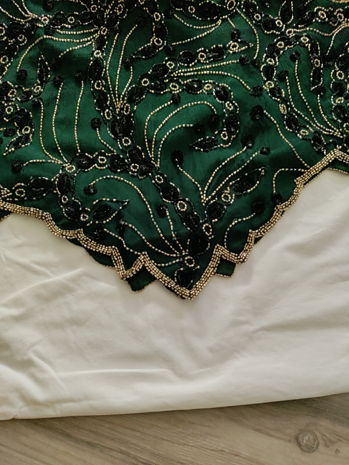 Vintage J Kara New York 100%Silk Sequin Green Size XXL