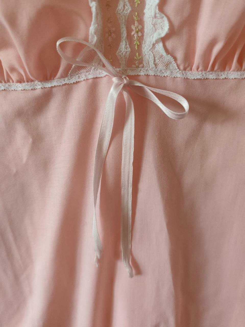 Pompadour Modell Vintage 70s Pink Babydoll Nightgown Cotton Blend Size 44 XL XXL