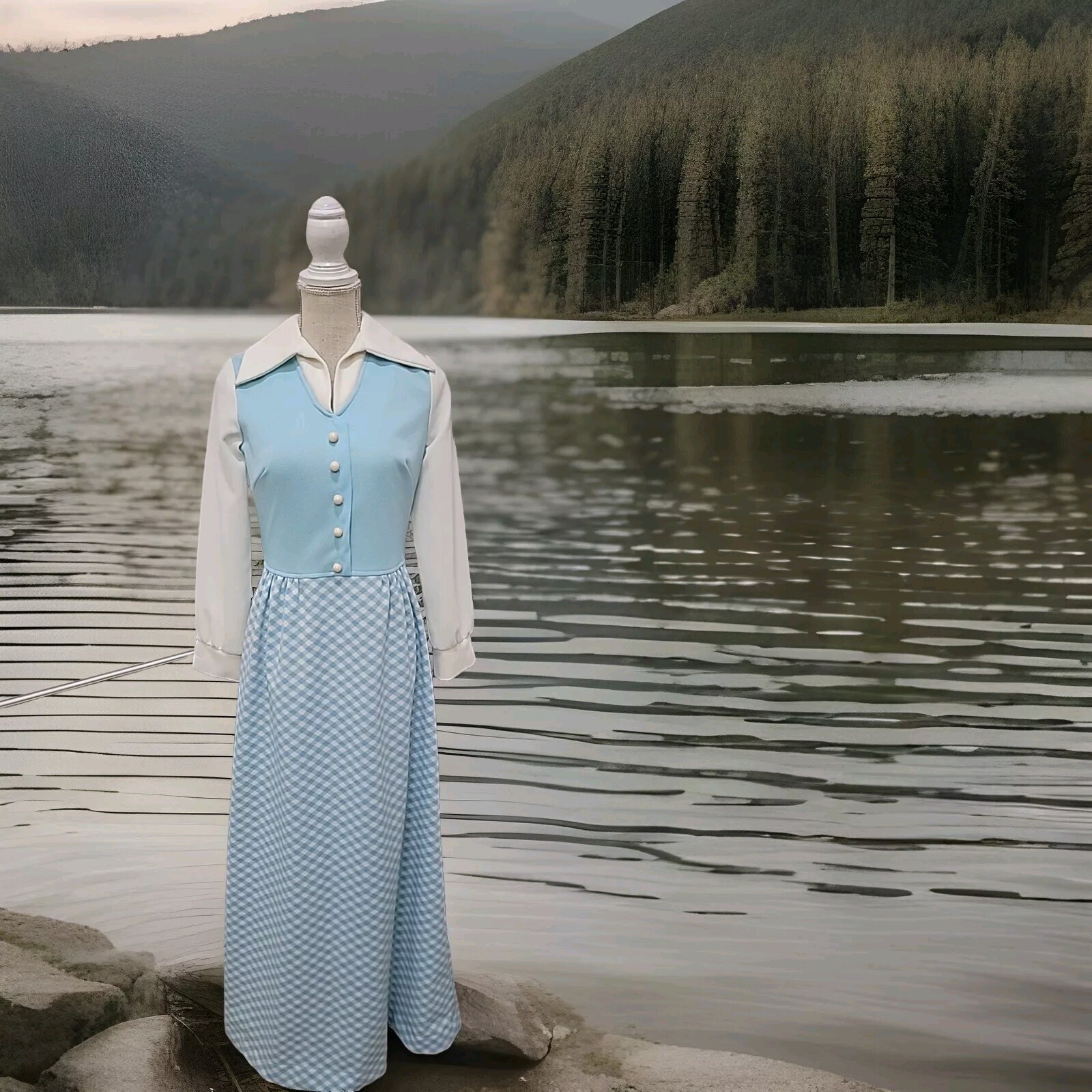 Vintage Mod hostess Dress /Maxi/Mid Century Modern /Hippie Dress