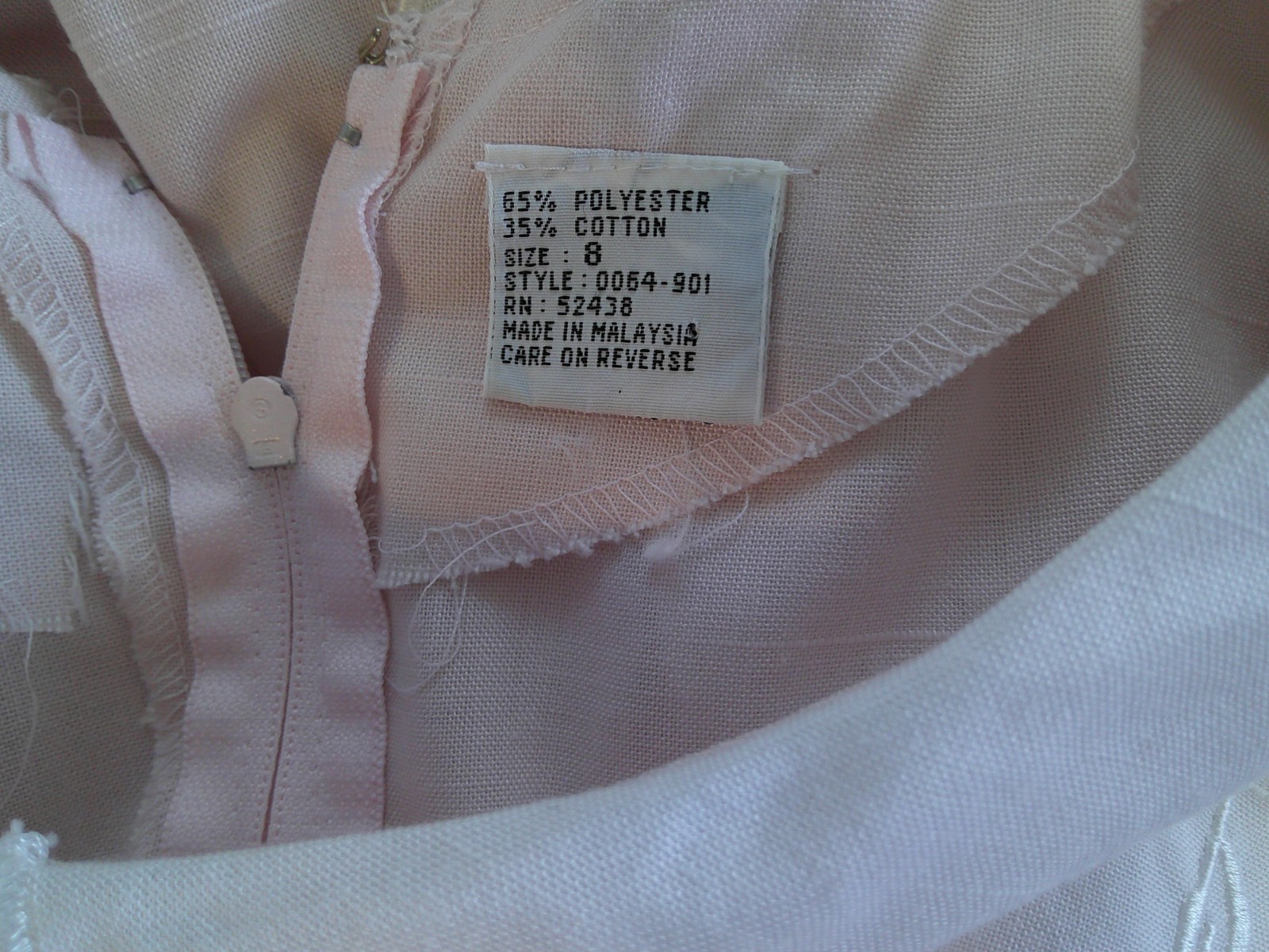 Vtg 80’s Garden Party Modest Style Pink Drop Waist Puff Slv Lace Collar Dress 8