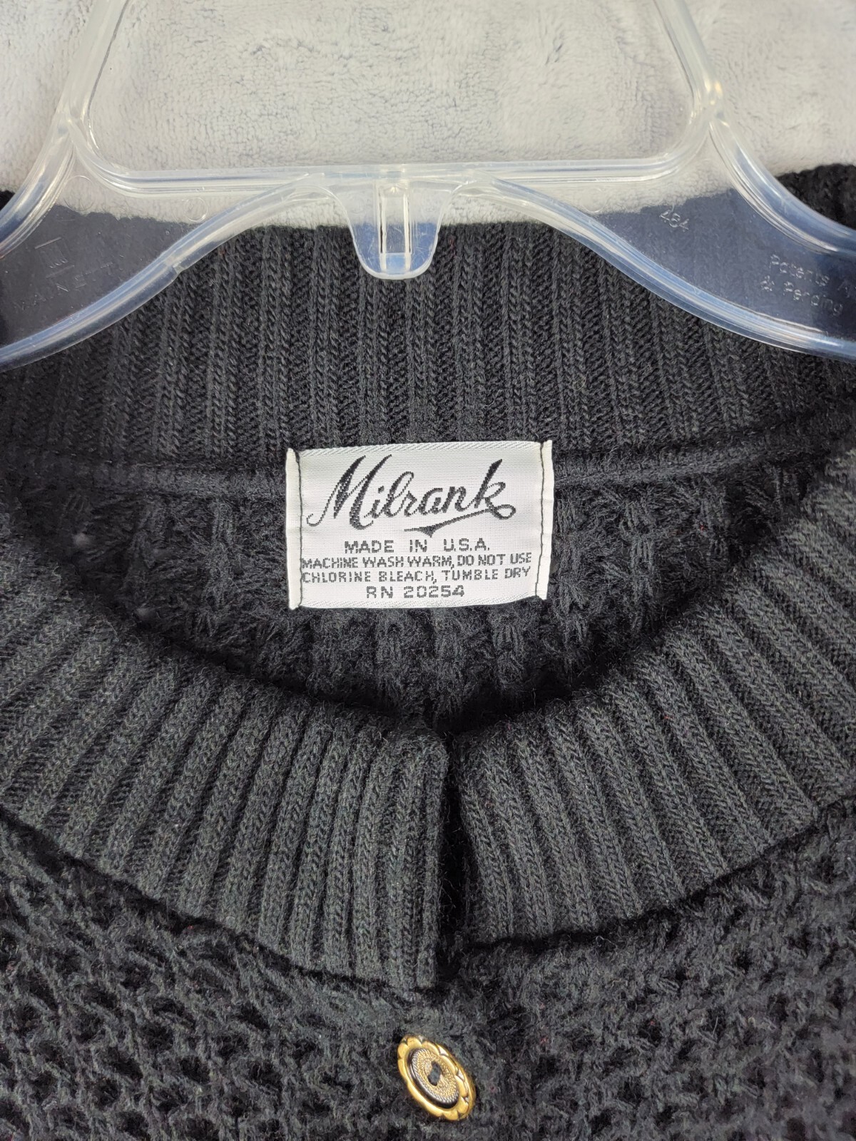 Vintage Milrank Boho Sweater Womens Large Black 70s Era Crochet Knit Poncho