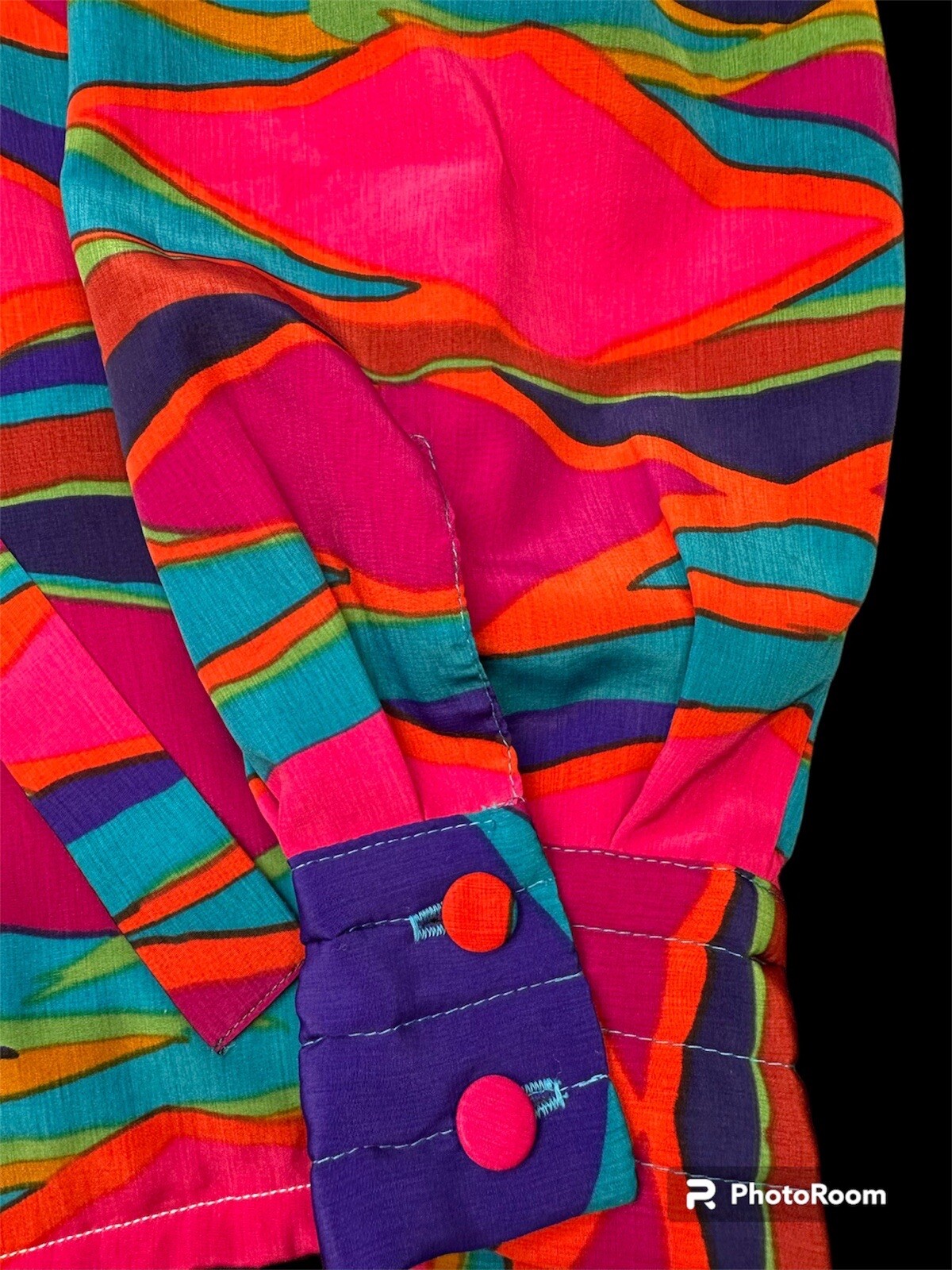 80s Tan Jay Bold Bright Multicolor Print Vintage Jacket