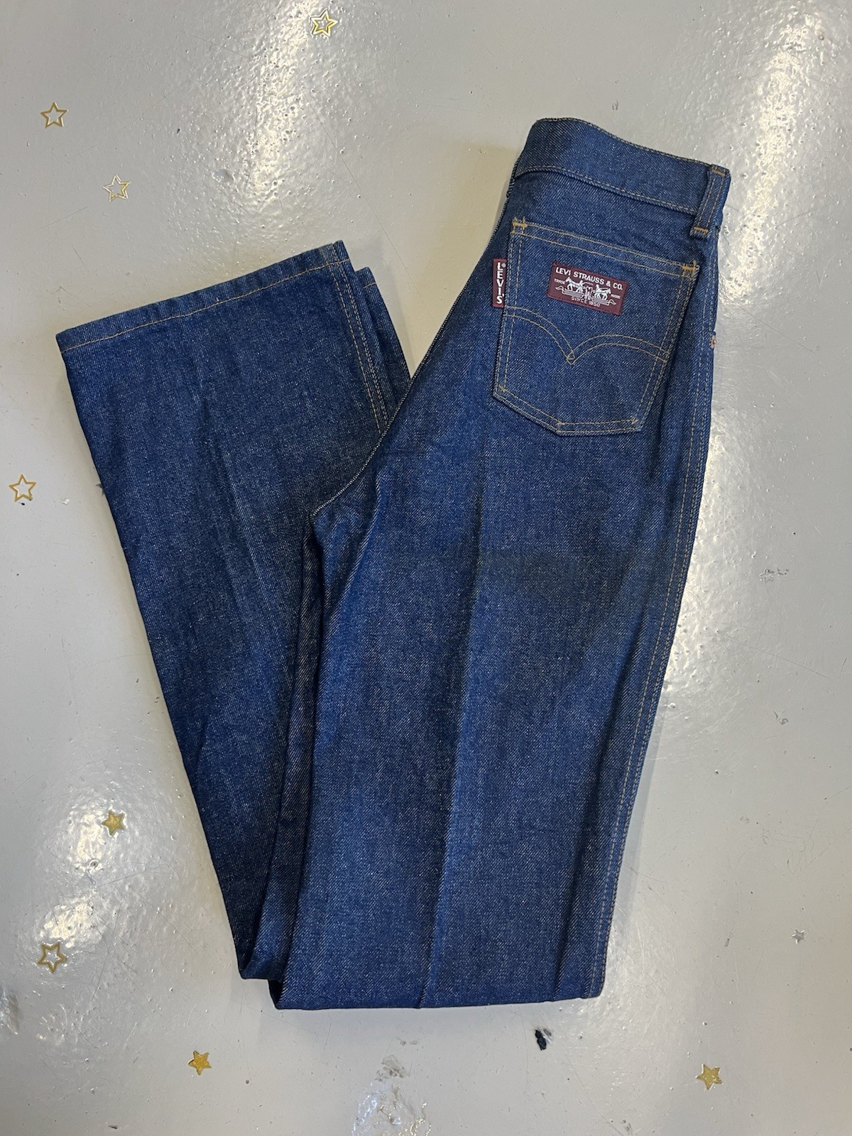 Vintage 70s Levi’s Red Tab Women’s Big E Dark Wash Denim Jeans 26×35