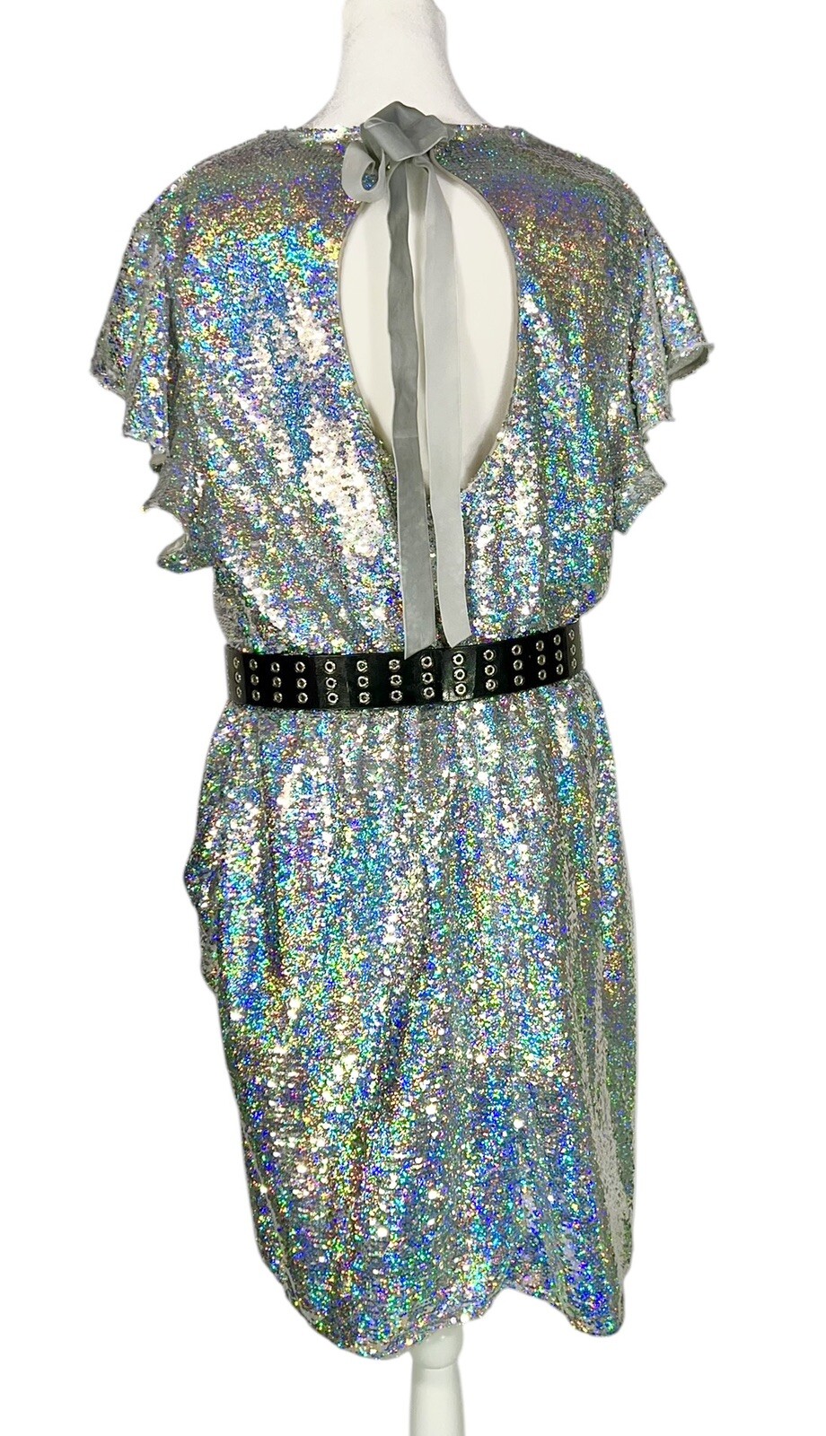 ASOS SIZE 16 SEQUIN Embellished PARTY DRESS DISCO COCKTAIL RAVE CLUB DIVA DANCER