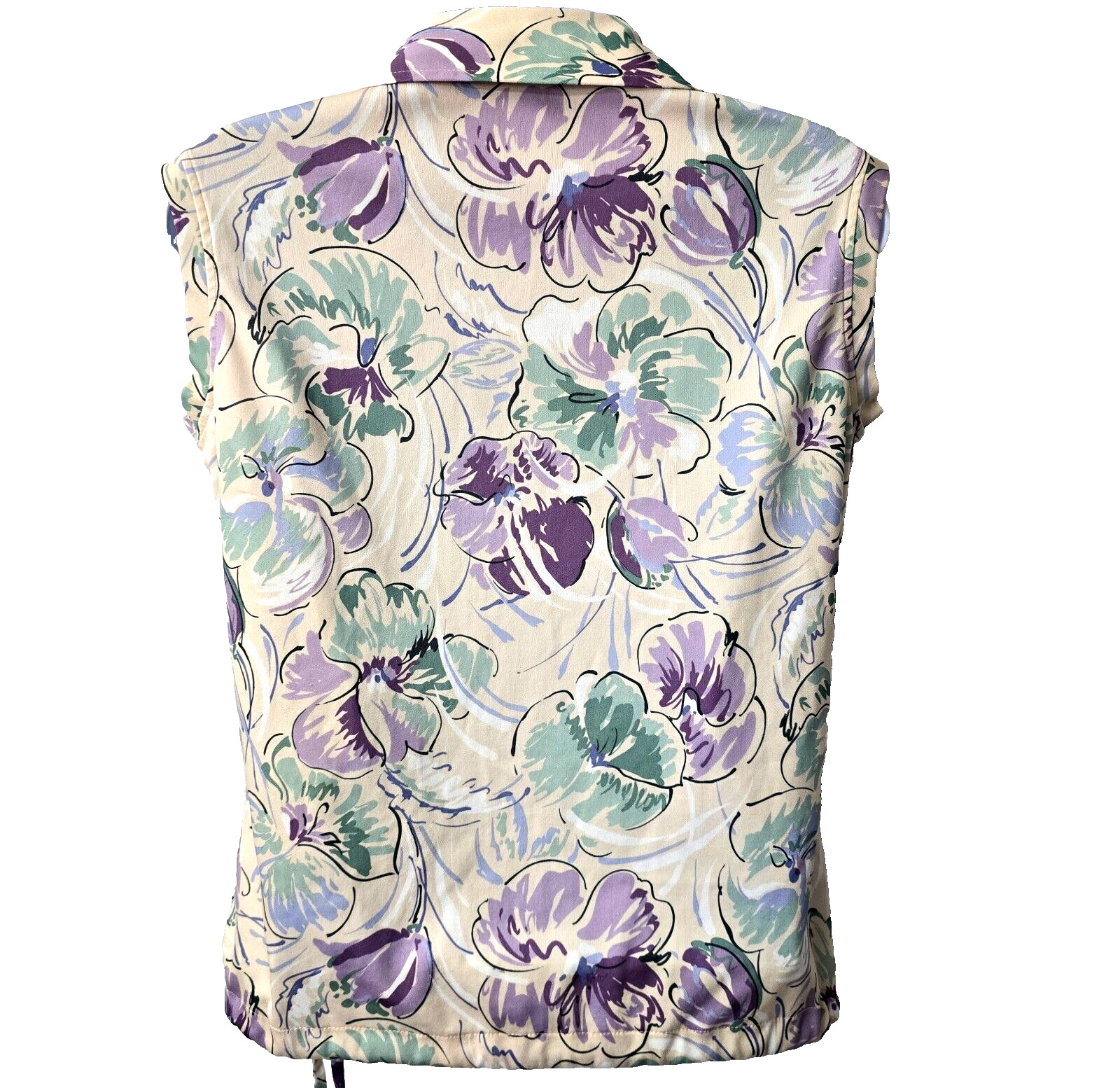 Dutchmaid Golf Tank Shirt 32 M Disco Collar Purple Floral Polyester Vintage 70s