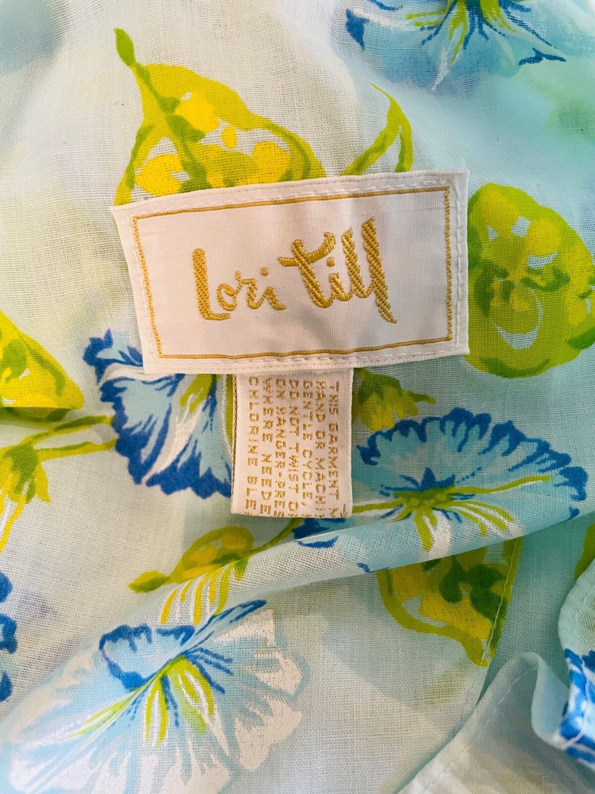 VTG 60’S MOD LORI TILL BLUE GREEN YELLOW FLORAL RUFFLE MAXI HOUSE DRESS ROBE*S/M