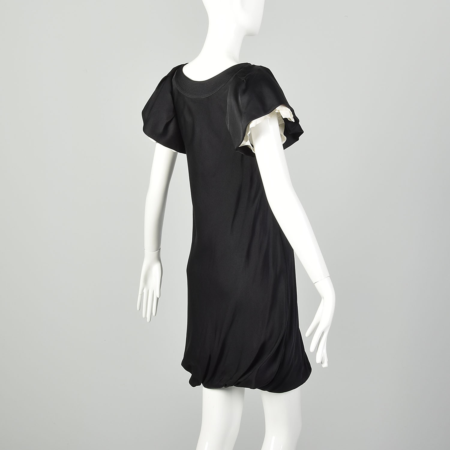 Small 2000s Dress LBD Little Black Bubble Hem Dress Sheer Silk Sexy Cute Dress