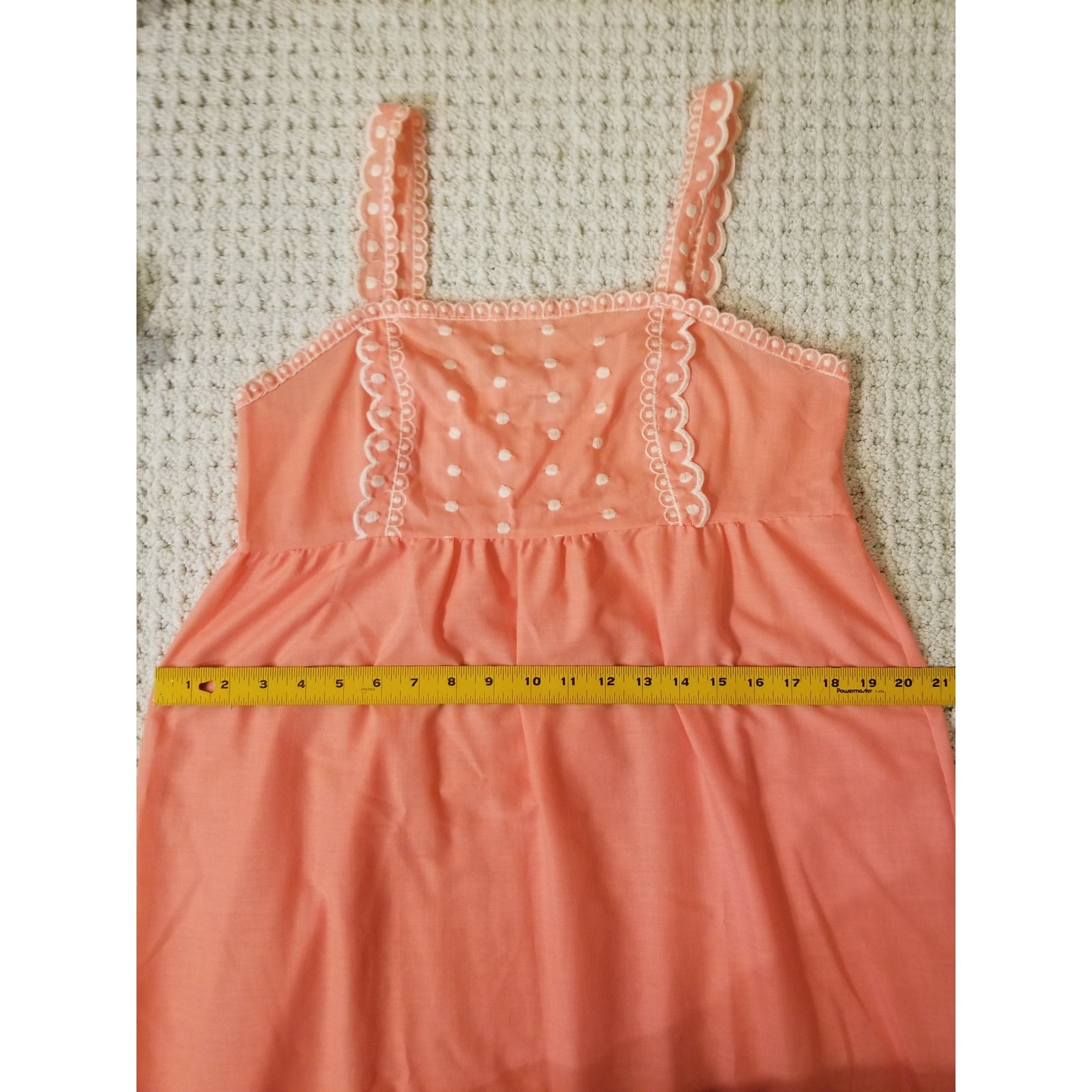 70’s Vintage Peach and White Maxi Embroidered Sundress