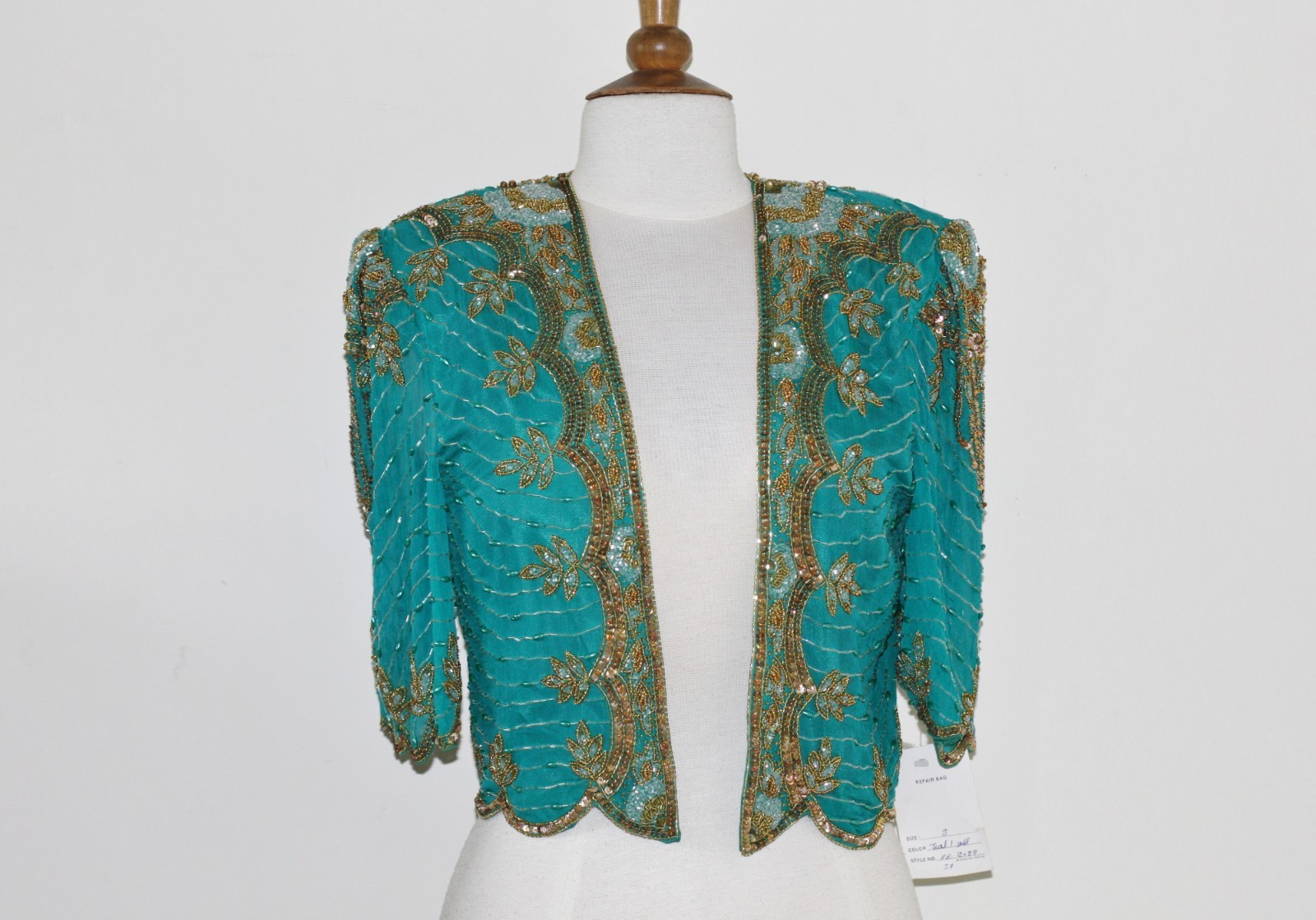 Jasdee Vintage Bolero Jacket Hand Work Beading & Sequins On Silk Style 2089