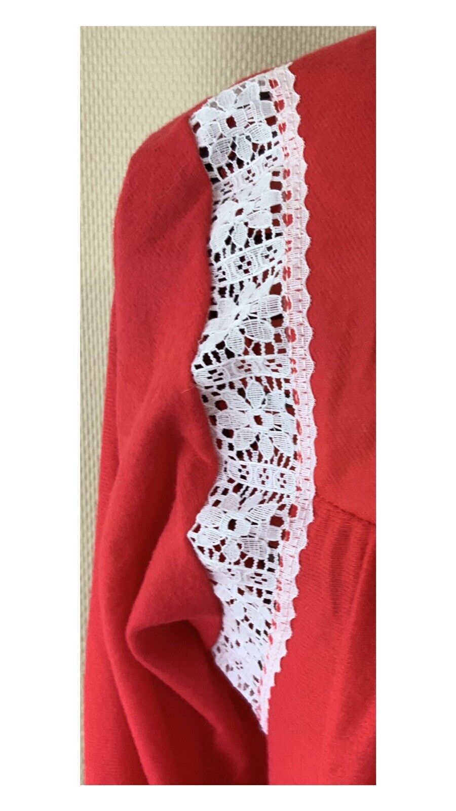 Vtg Glencraft Red Nightgown Embroidered Floral Detail—Union Made – SZ MED – NWT
