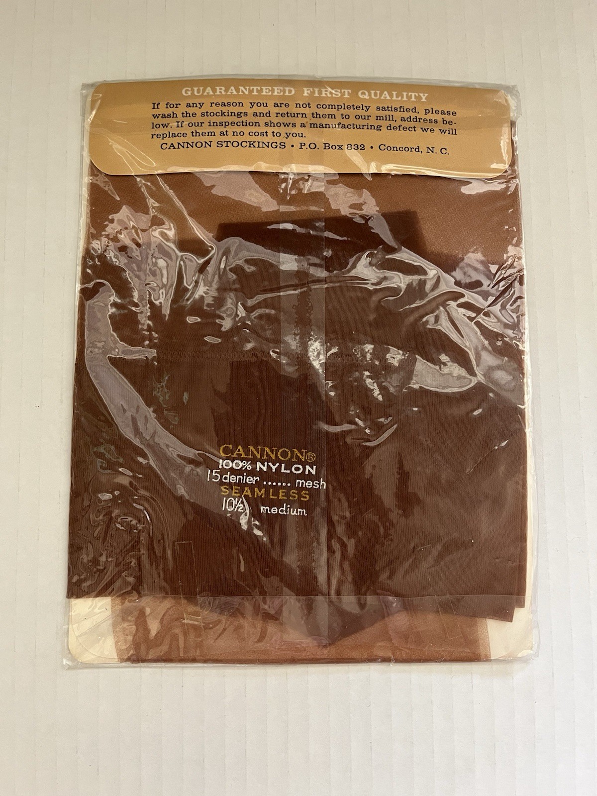Vintage Cannon Nylon Mesh Stockings CINNAMON Size 10 1/2 Medium