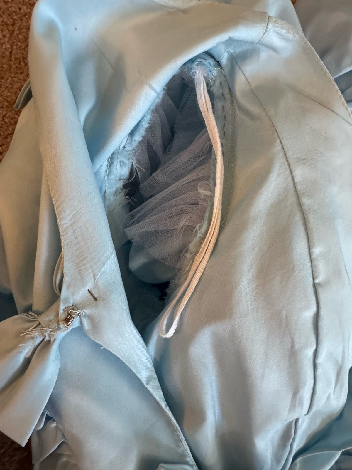 Vintage 1980s Union Made Blue Puff Sleeve Prairie Dress ILGWU Made USA Size 7/8