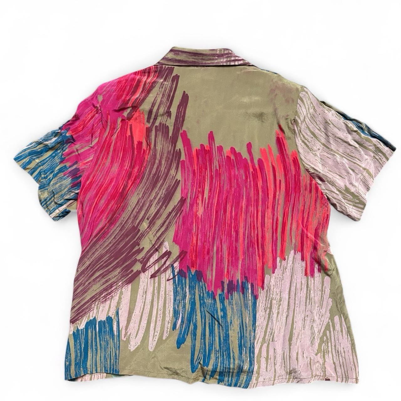 VTG Frances Henaghan Silk Indie Blouse Women’s M Abstract Art Shoulder Pads 80s