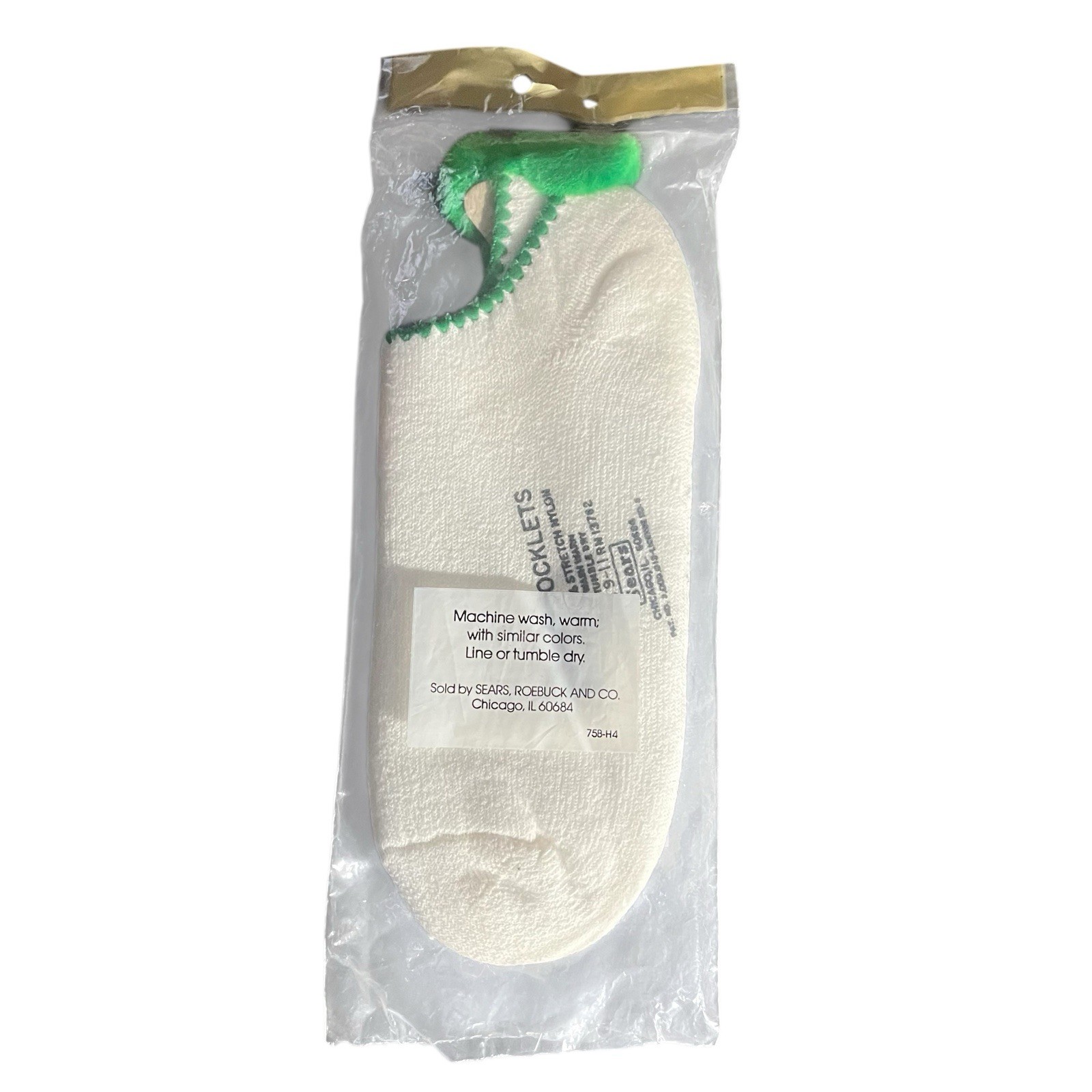 Vintage 1970s Sears Sport Socklets with green pom-poms Socks