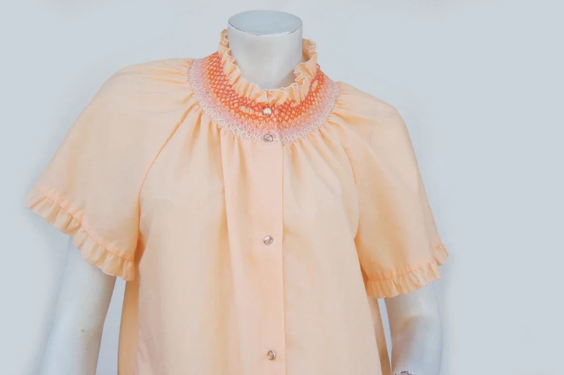 Vintage 60s Peach Pink House Coat House Dress Patio Dress Nightie