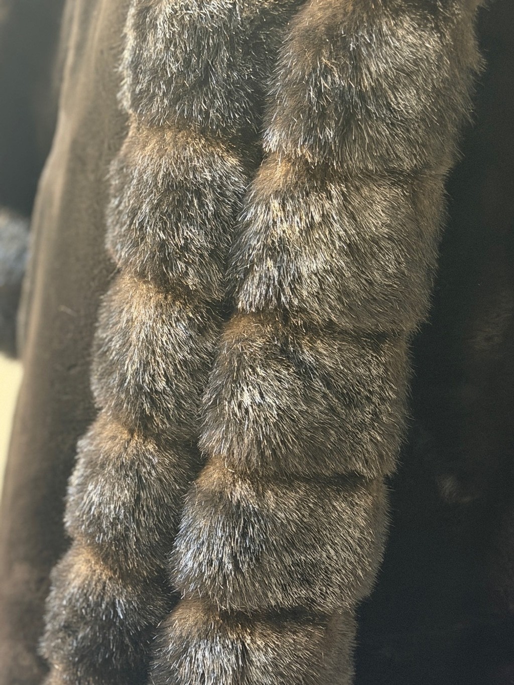 Vintage Marvin Richards Luxurious Dark Brown Faux Fur Coat with Plush Trim