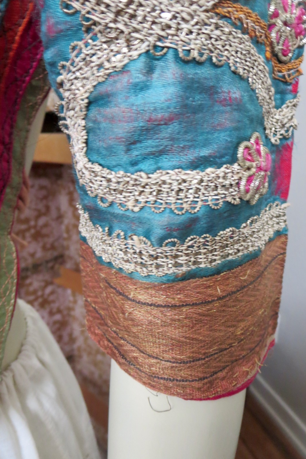 Antique Indian Choli Tribal Banjara Top Silk Metallic Thread Embroidery Backless