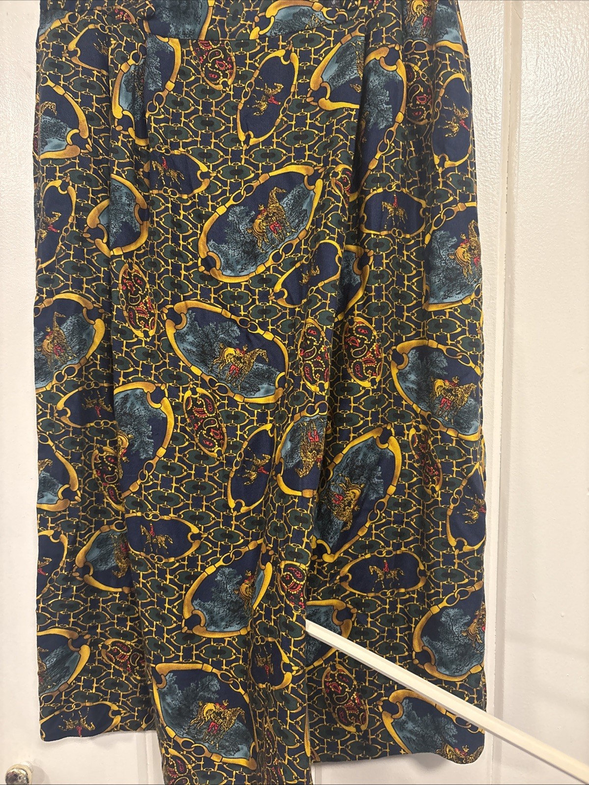 Pendleton Vintage 80s Equestrian Chain Stretch Skirt Sz 12 Tall Horse