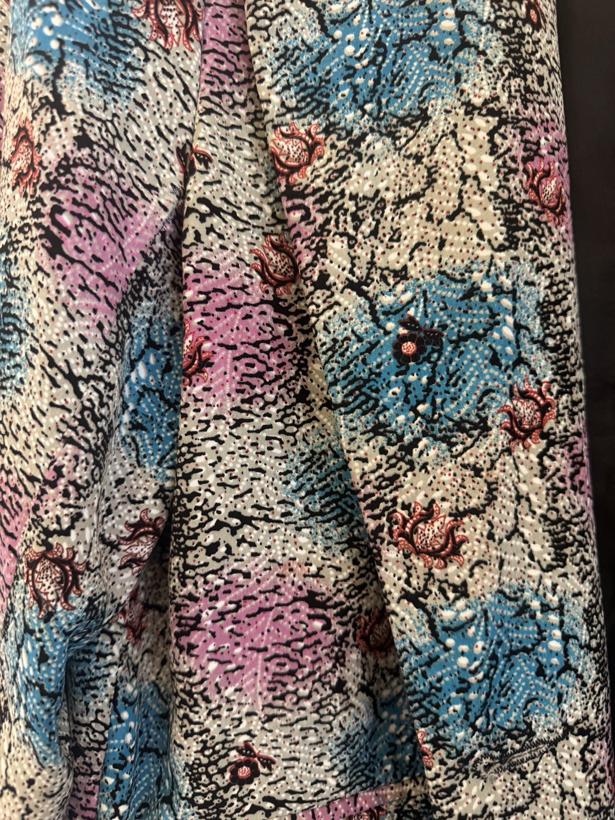 Vtg 80s EUREKA Oversized Floral Blazer Jacket 100% Silk Open Front Pockets 44