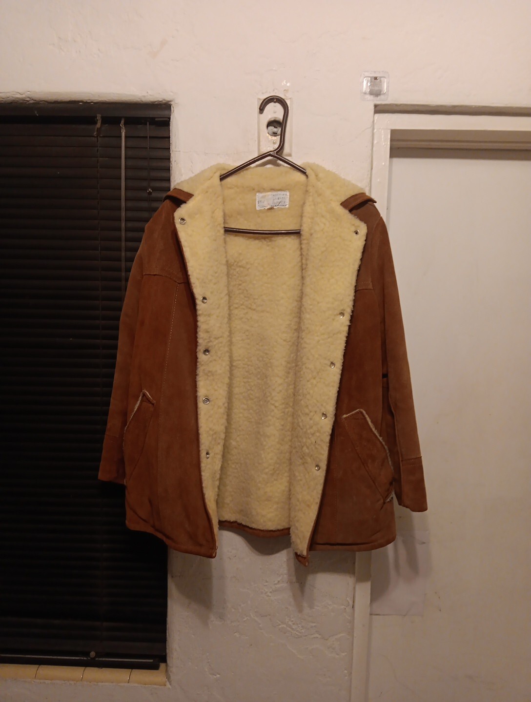 Simco Coat Suede Leather Vtg 60s 70s Western Trucker Jacket Fur Sherpa Womans 14