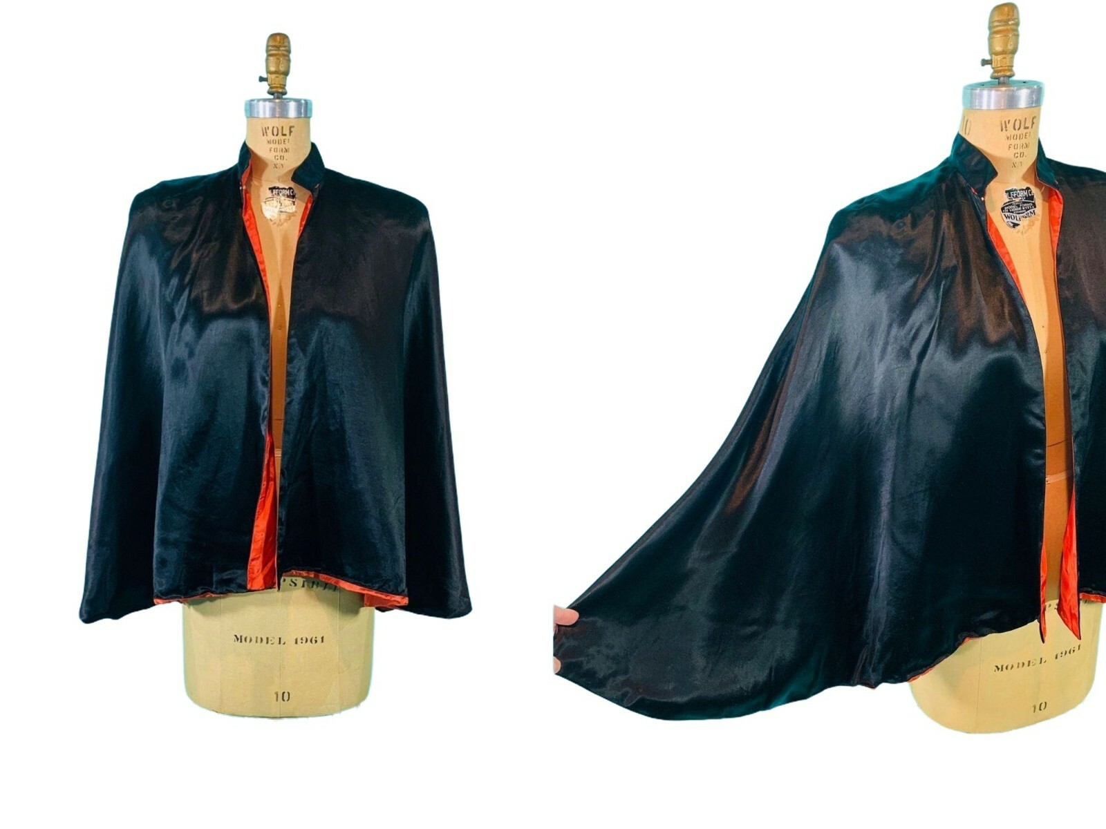 Vintage 1930s Satin Cape Julius Garfinckel & Co Black Evening Jacket Glamorous