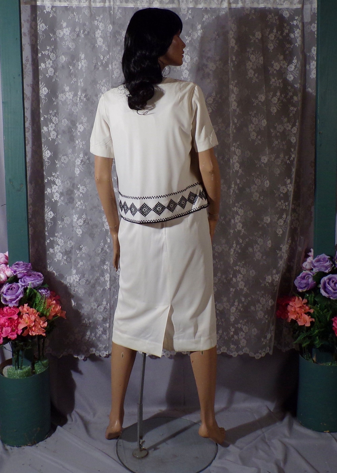 Vintage 60s Dress & Jacket Set Size Small 1960s Retro Summer BBQ Mad Men Chic