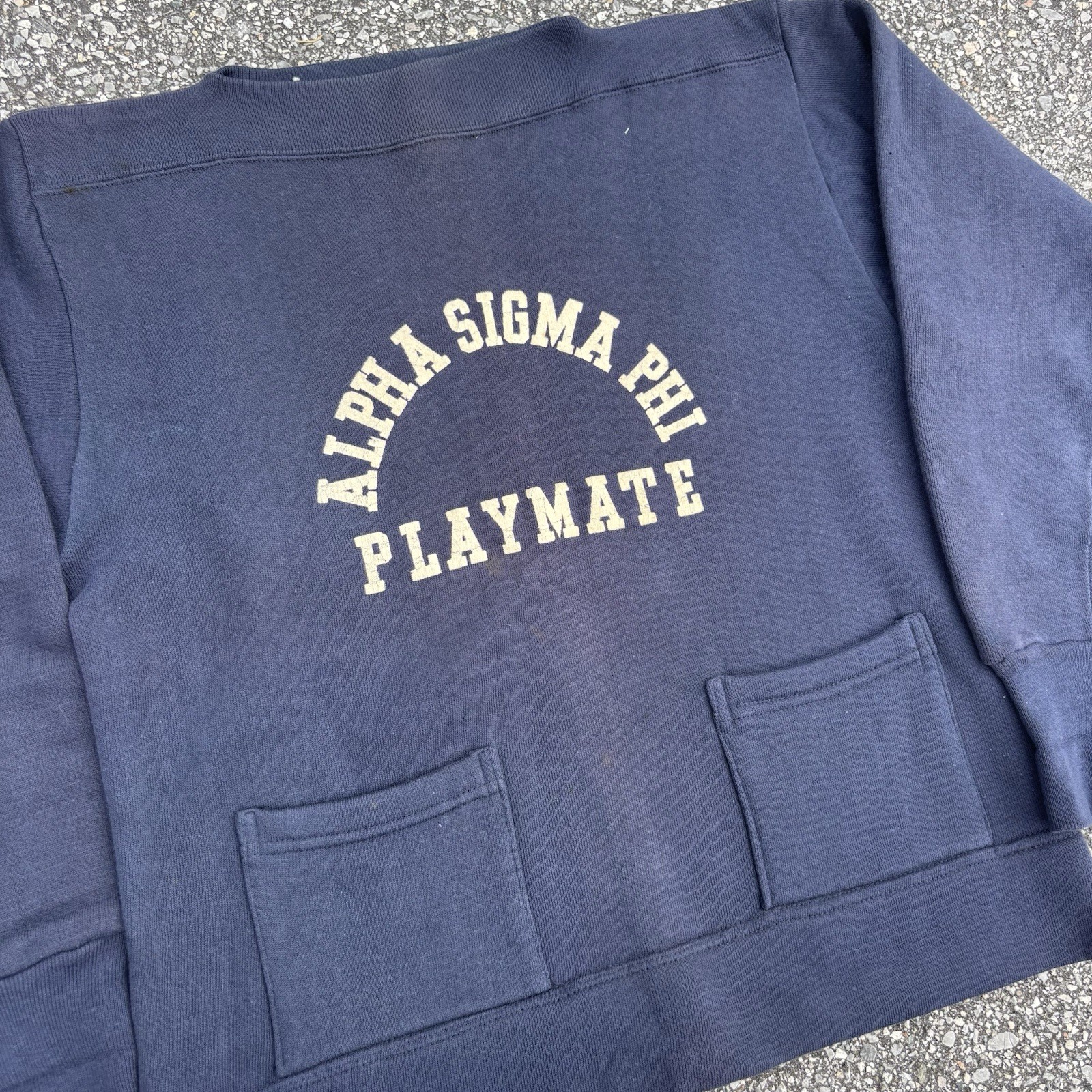 Vtg 50s Flock Boat Neck Sweatshirt Yale University Fraternity Playmate 19×25