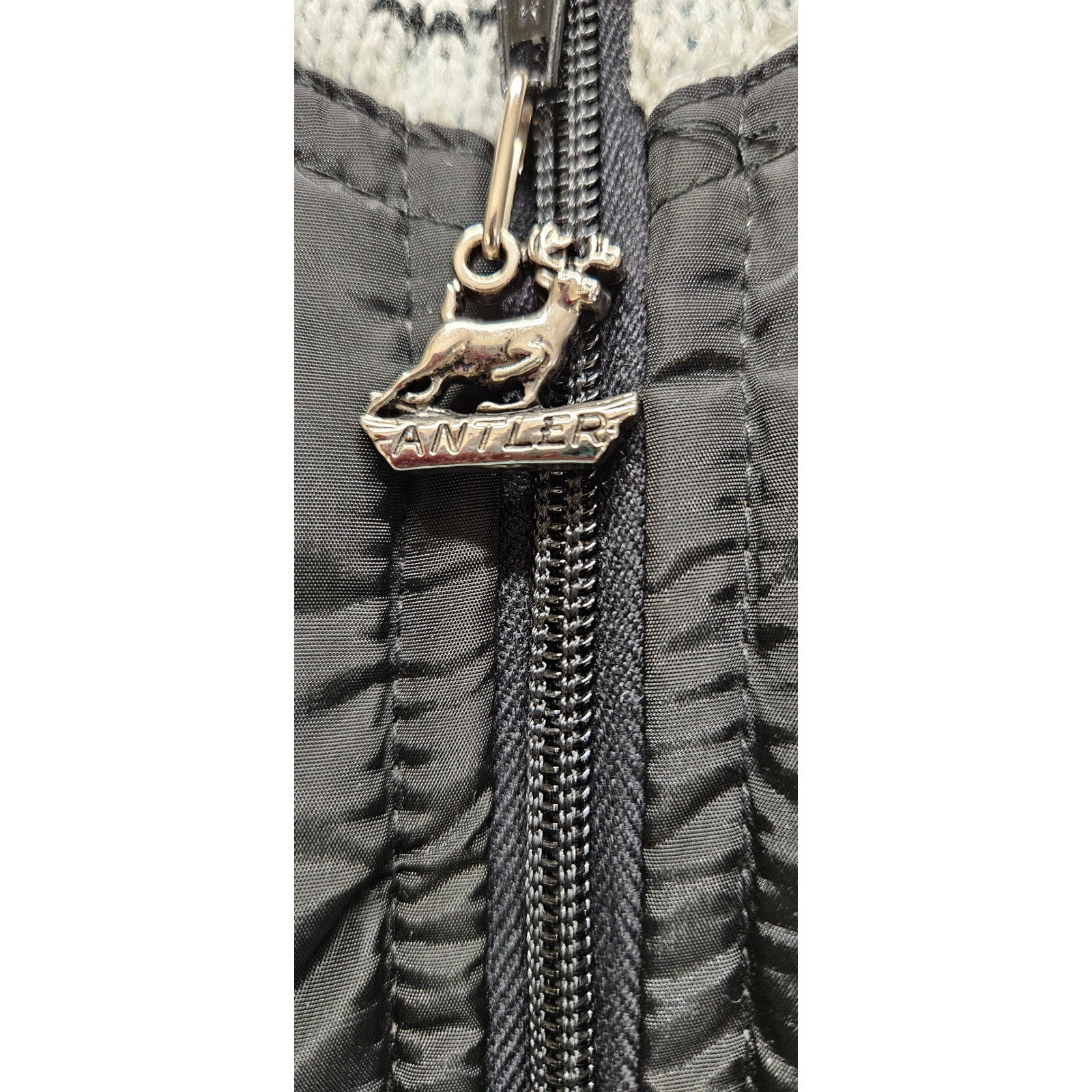 Vtg 70’s Antler Puffer Vest Black Nordic Snowflake Down Filled Quilted Mens M