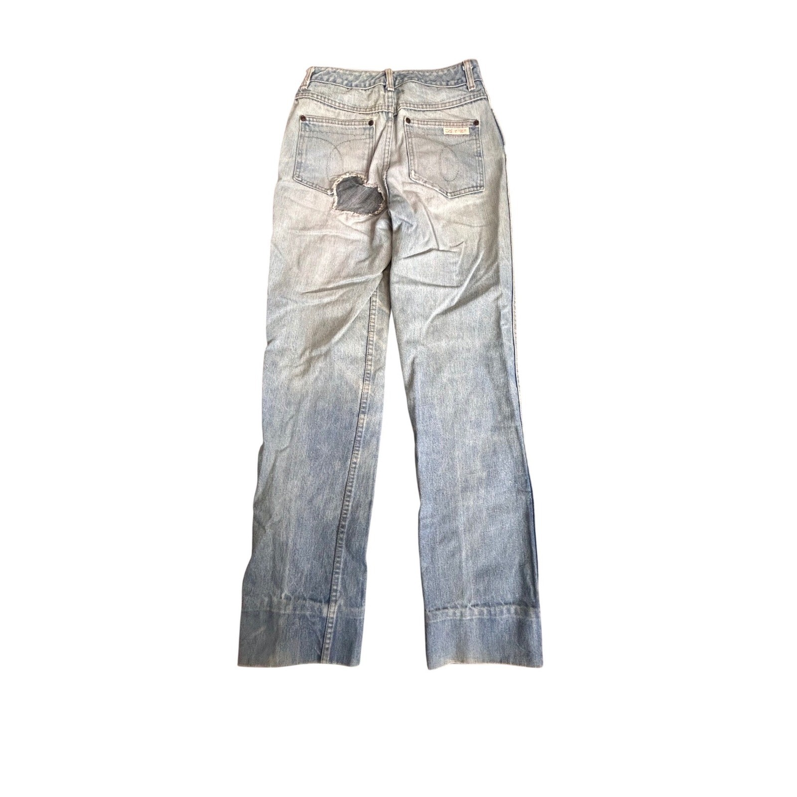 Vintage Distressed High Waist Jeans Calvin Klein Heart Patch Straight Leg 27×31