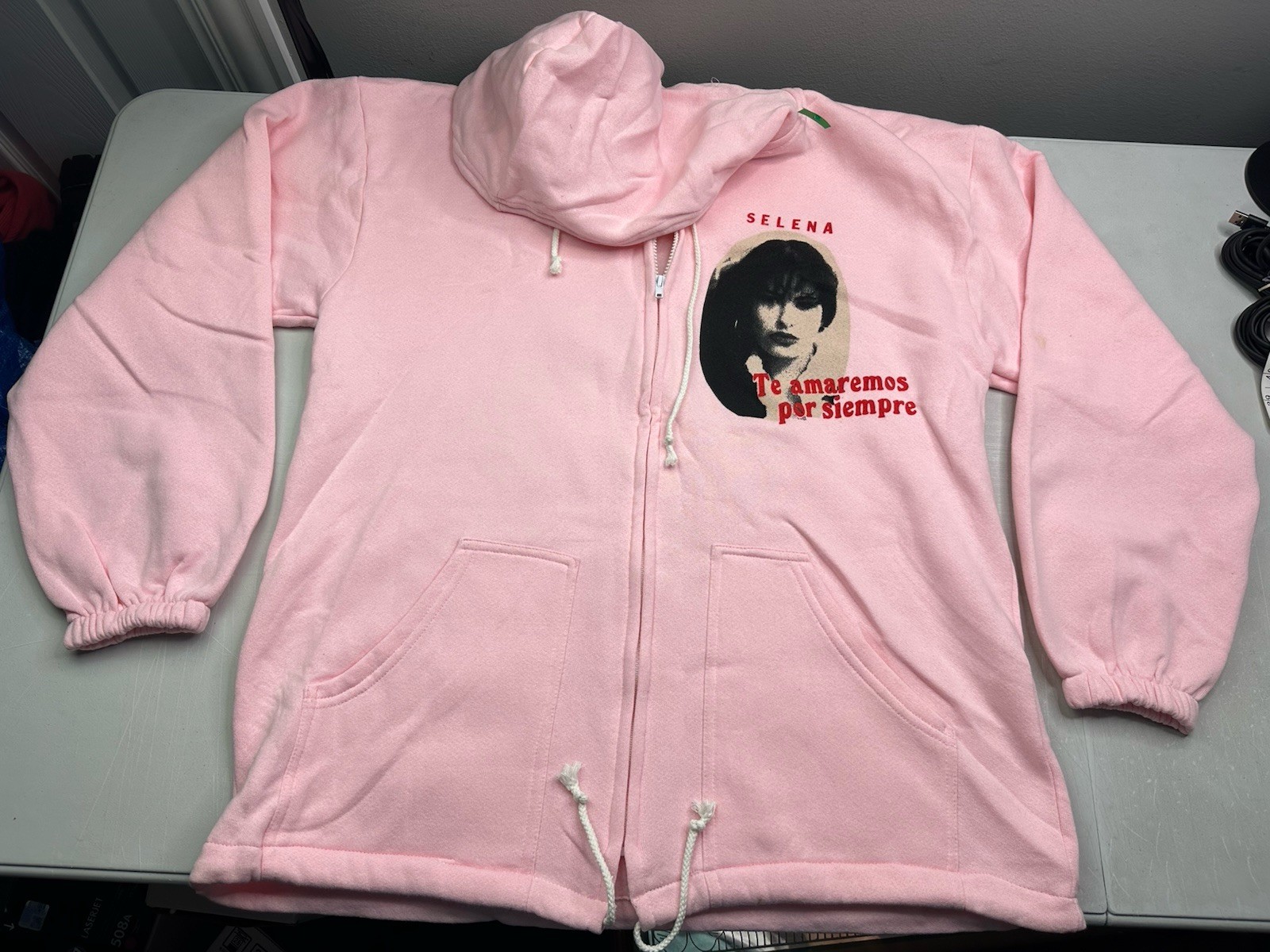 Rare! New! 90s Selena Quintanilla Memorial Pink Zip Hoodie Rap Tee Sz XL Unisex