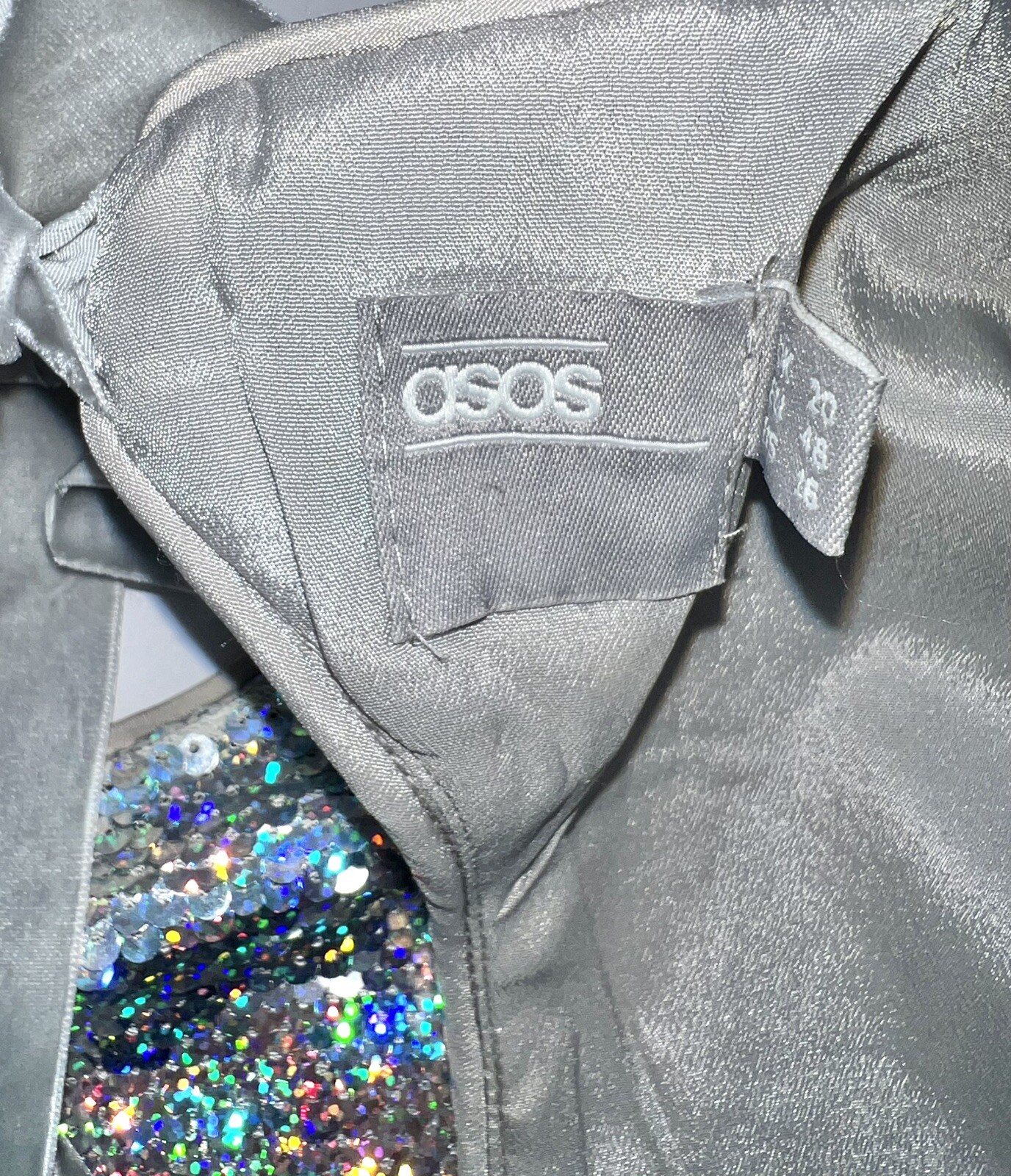 ASOS SIZE 16 SEQUIN Embellished PARTY DRESS DISCO COCKTAIL RAVE CLUB DIVA DANCER