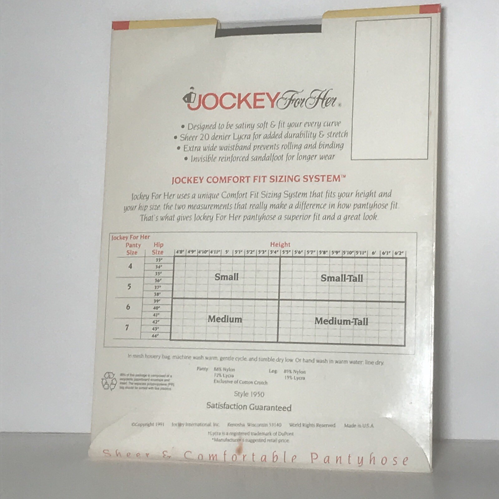 VINTAGE 1991 Jockey For Her Sheer & Comfortable Pantyhose Off Black Sz Medium