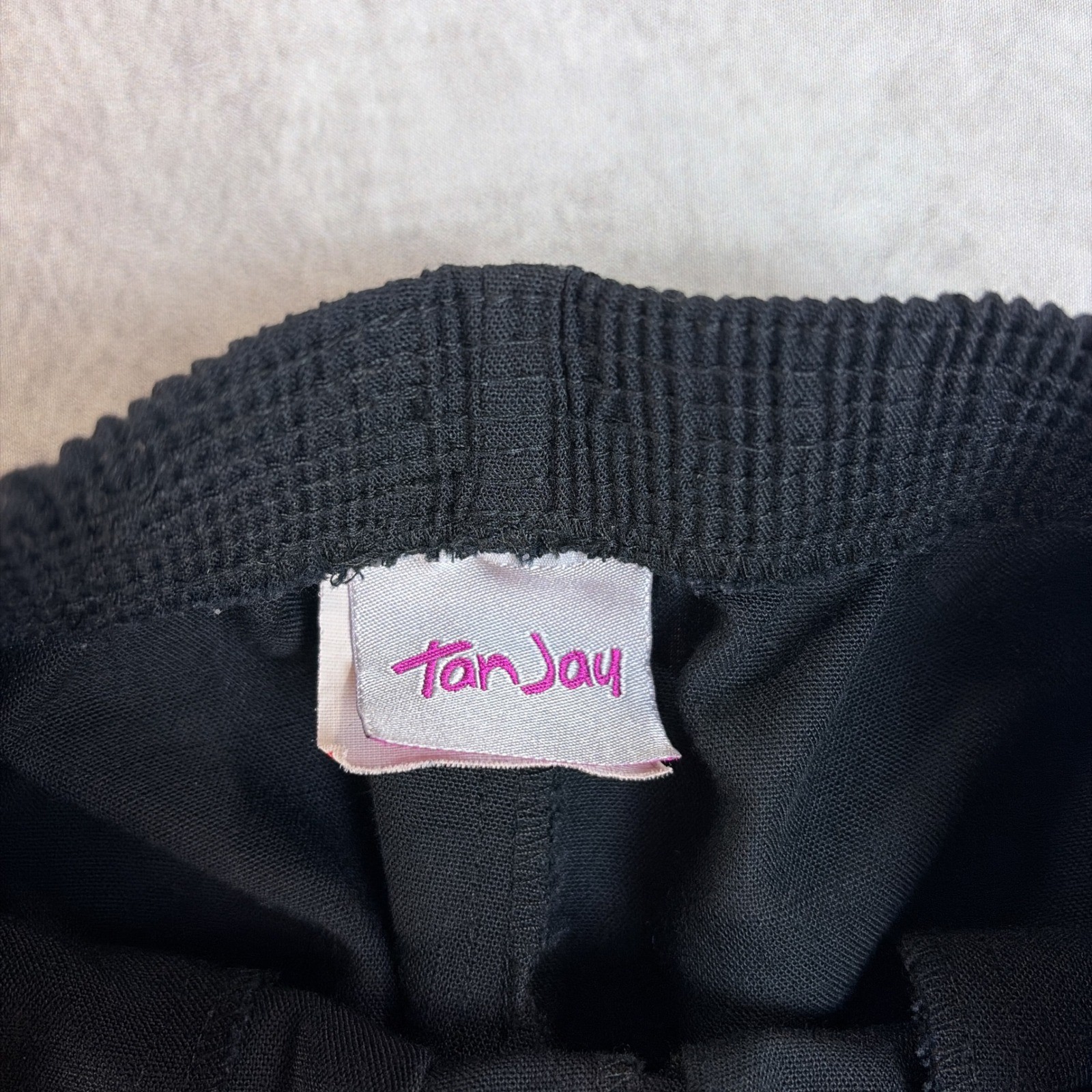 Vintage TanJay Trousers Womens Black Excellent Elastic Waist Straight Leg Pants